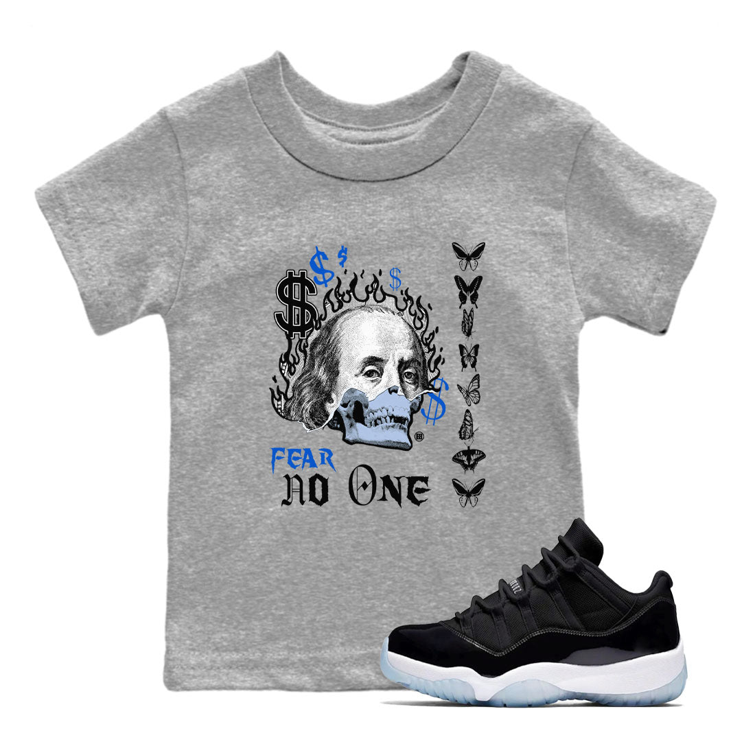 Air Jordan 11 Space shirt to match jordans Fear No One sneaker tees 11s Space Drip Gear Zone baby toddler Heather Grey 1 cotton Shirt