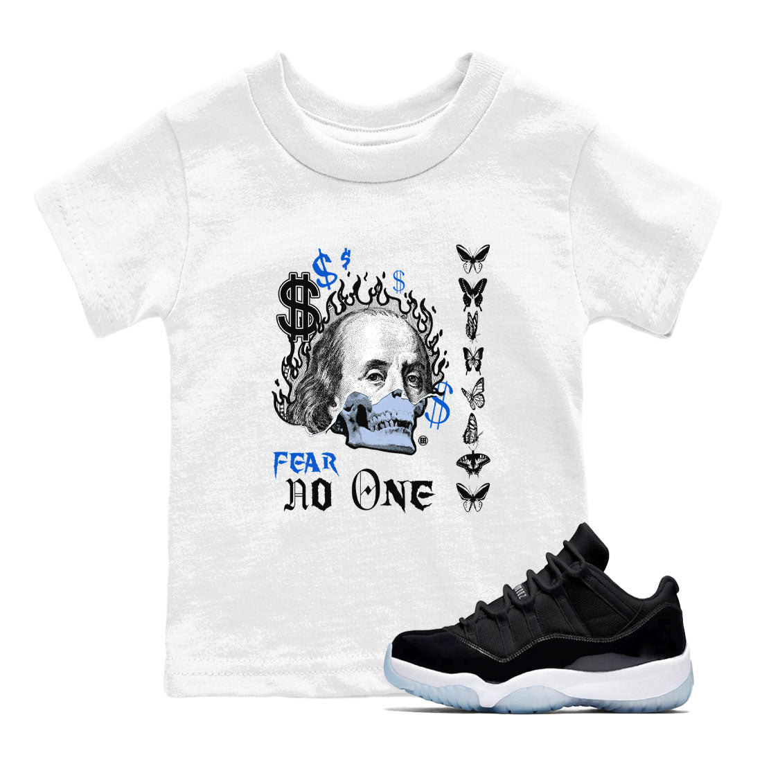 Air Jordan 11 Space shirt to match jordans Fear No One sneaker tees 11s Space Drip Gear Zone baby toddler White 1 cotton Shirt