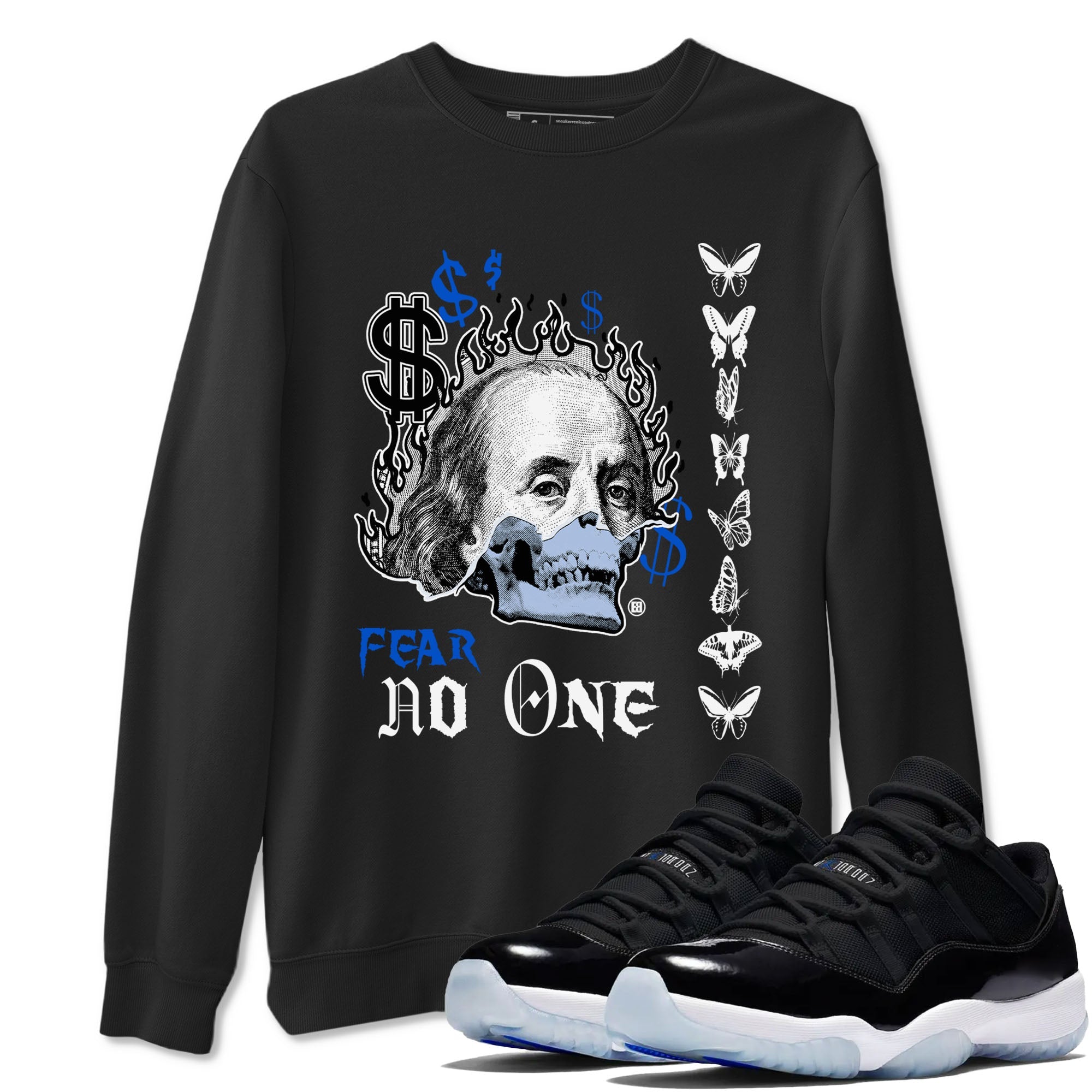 Air Jordan 11 Space shirt to match jordans Fear No One sneaker tees 11s Space Drip Gear Zone unisex cotton Black 1 crew neck shirt