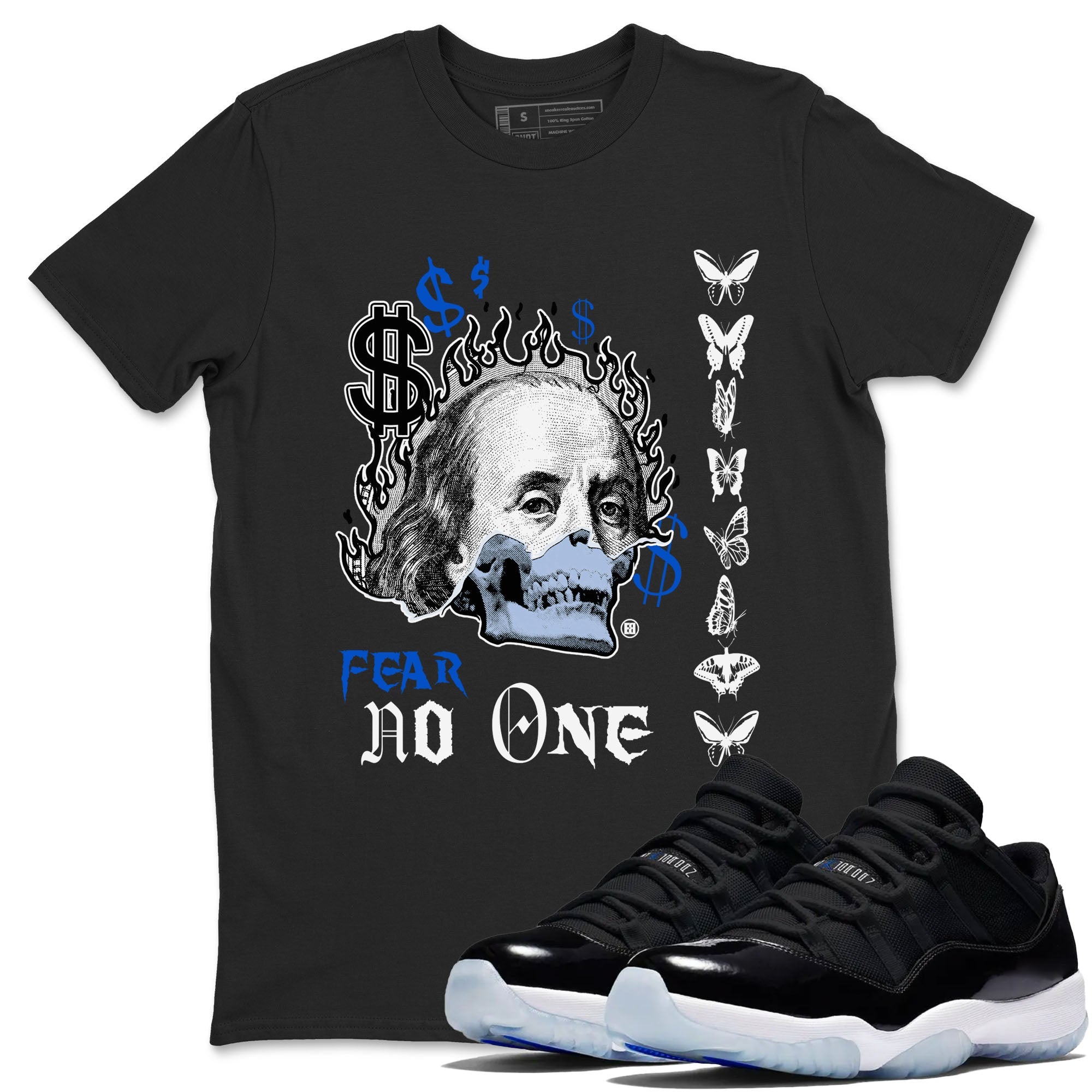 Air Jordan 11 Space shirt to match jordans Fear No One sneaker tees 11s Space Drip Gear Zone unisex cotton Black 1 crew neck shirt