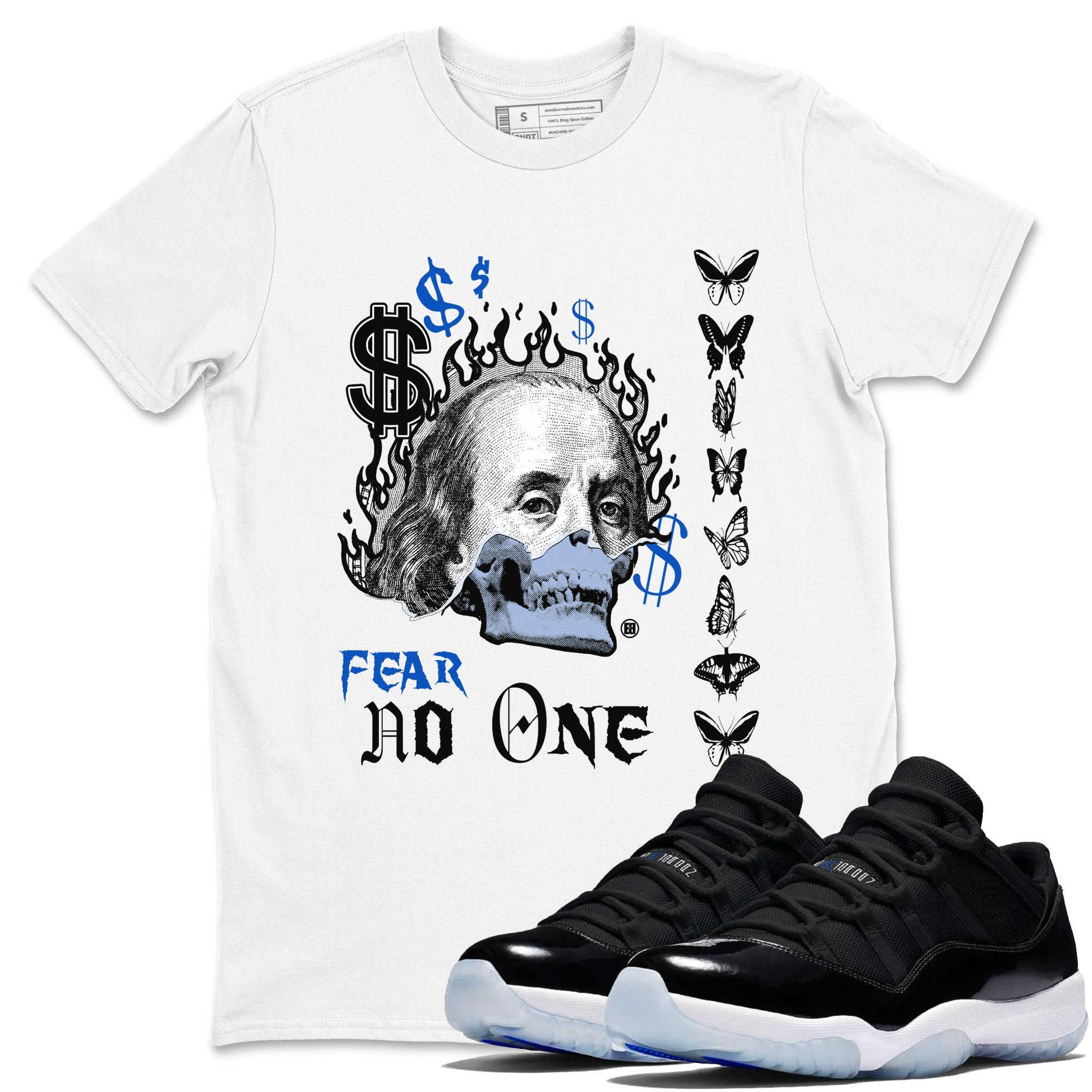 Air Jordan 11 Space shirt to match jordans Fear No One sneaker tees 11s Space Drip Gear Zone unisex cotton White 1 crew neck shirt