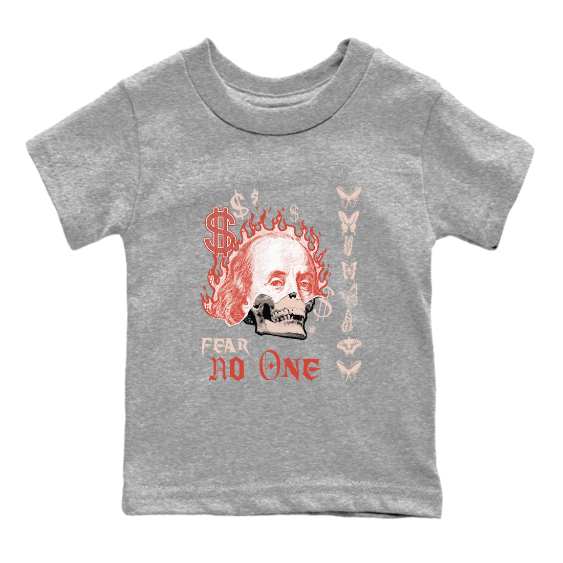 13s Dune Red shirts to match jordans Fear No One sneaker match tees Air Jordan 13 Dune Red Drip Gear Zone streetwear brand Baby and Youth Heather Grey 2 cotton tee