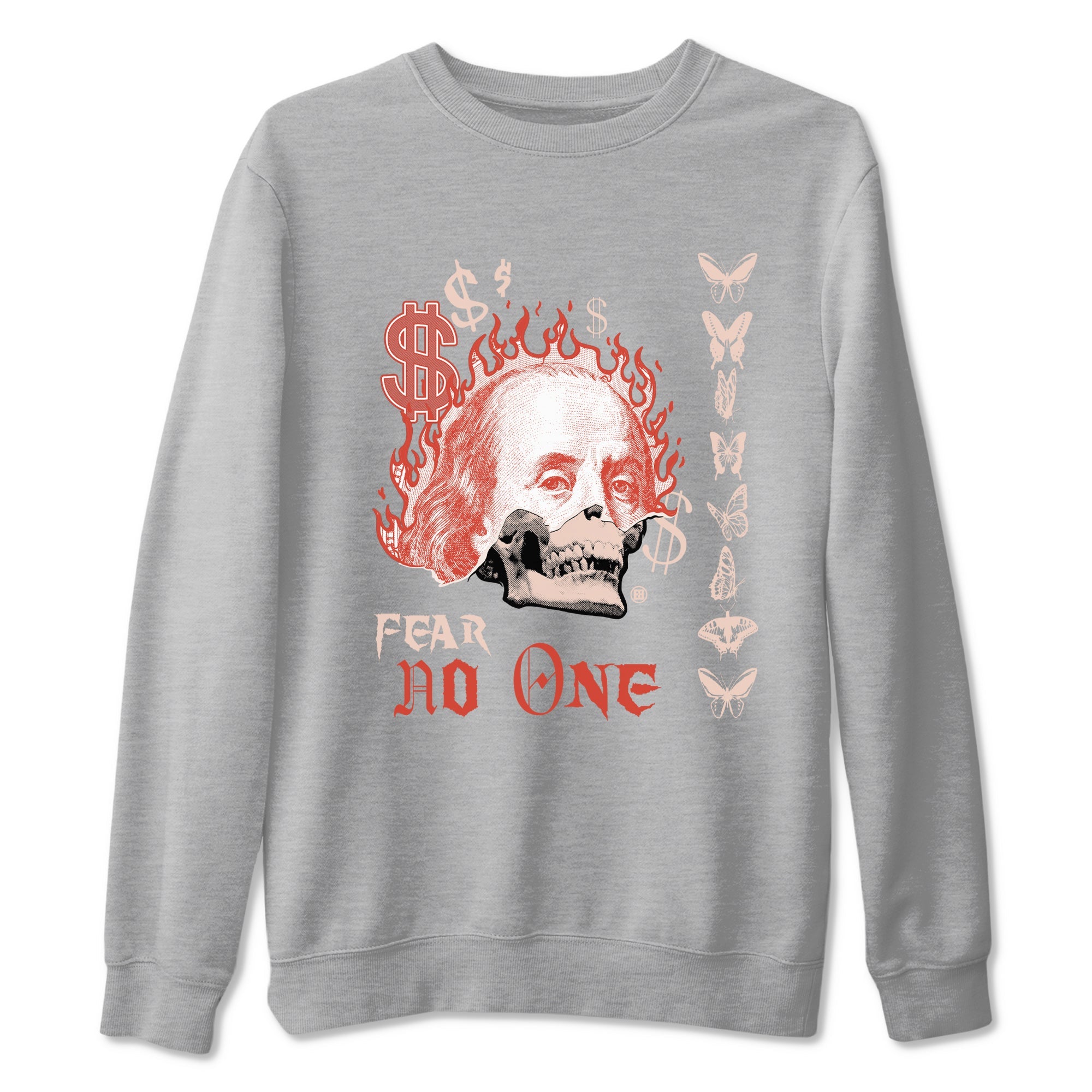 13s Dune Red shirts to match jordans Fear No One sneaker match tees Air Jordan 13 Dune Red Drip Gear Zone streetwear brand Heather Grey 2 unisex cotton tee