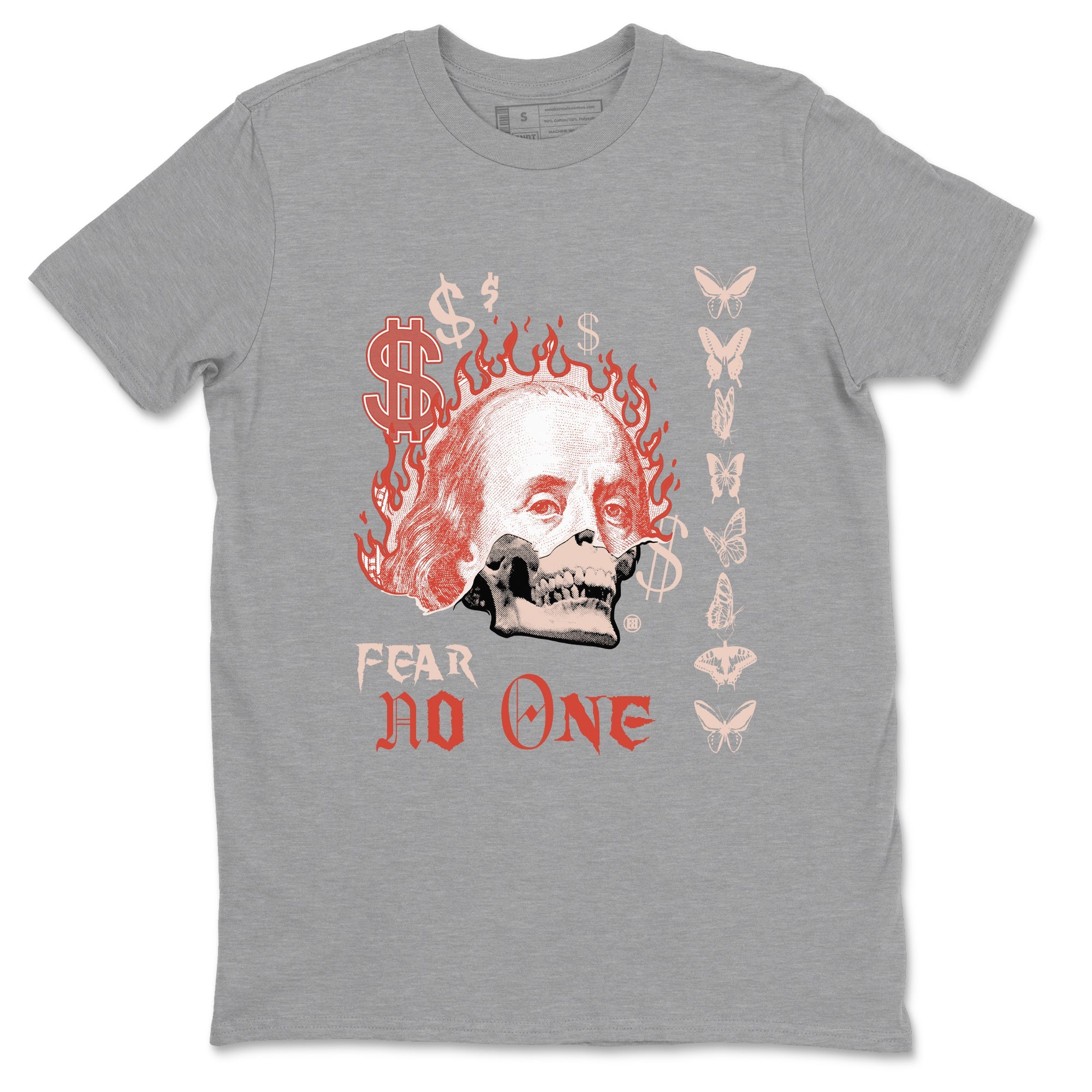 13s Dune Red shirts to match jordans Fear No One sneaker match tees Air Jordan 13 Dune Red Drip Gear Zone streetwear brand Heather Grey 2 unisex cotton tee