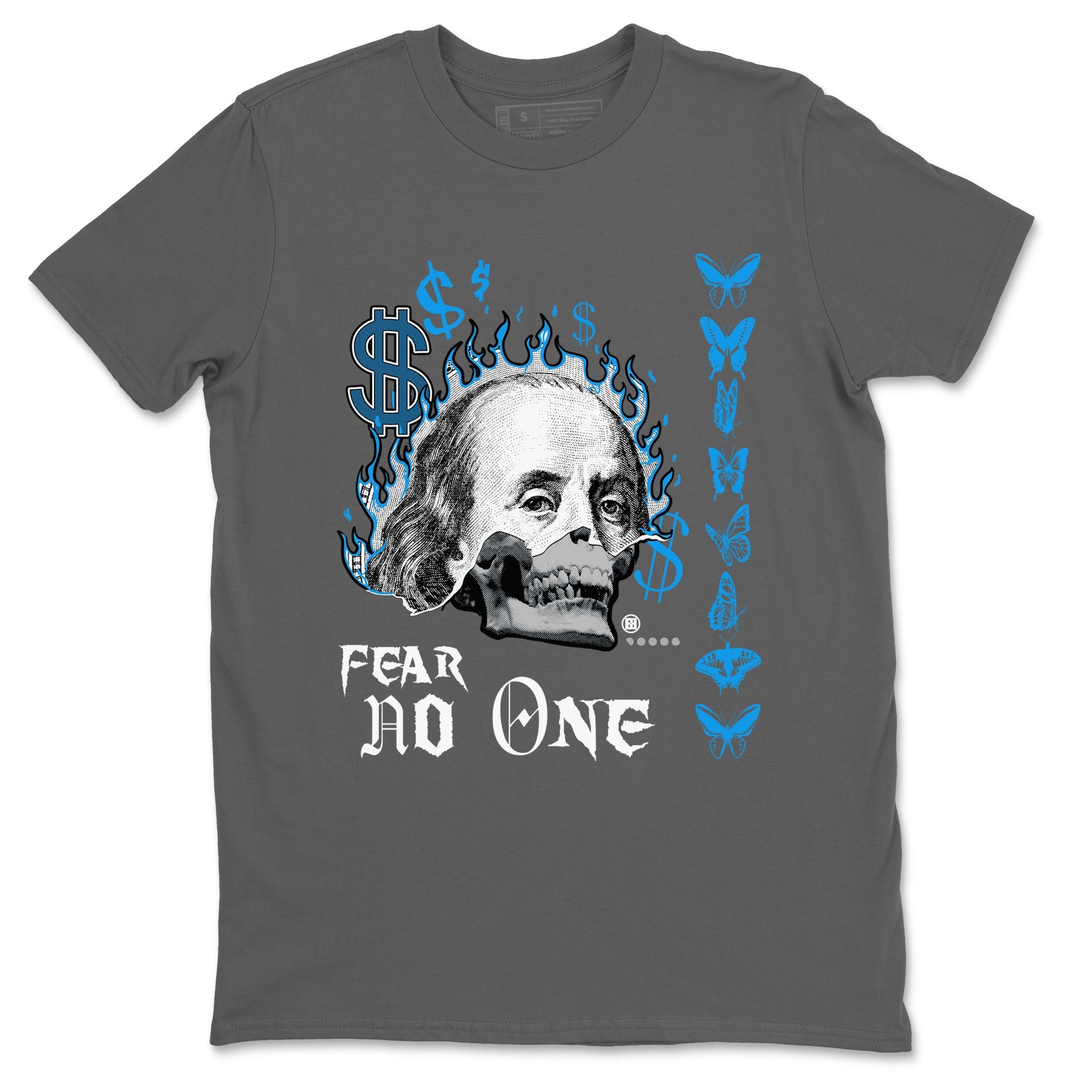 AJ4 Military Blue shirt to match jordans Fear No One sneaker tees Air Jordan 4 Military Blue Drip Gear Zone unisex cotton Cool Grey 2 crew neck shirt