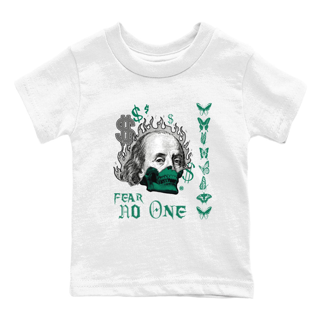 4s Oxidized Green shirts to match jordans Fear No One sneaker match tees Air Jordan 4 Oxidized Green Drip Gear Zone streetwear brand Baby and Youth White 2 cotton tee