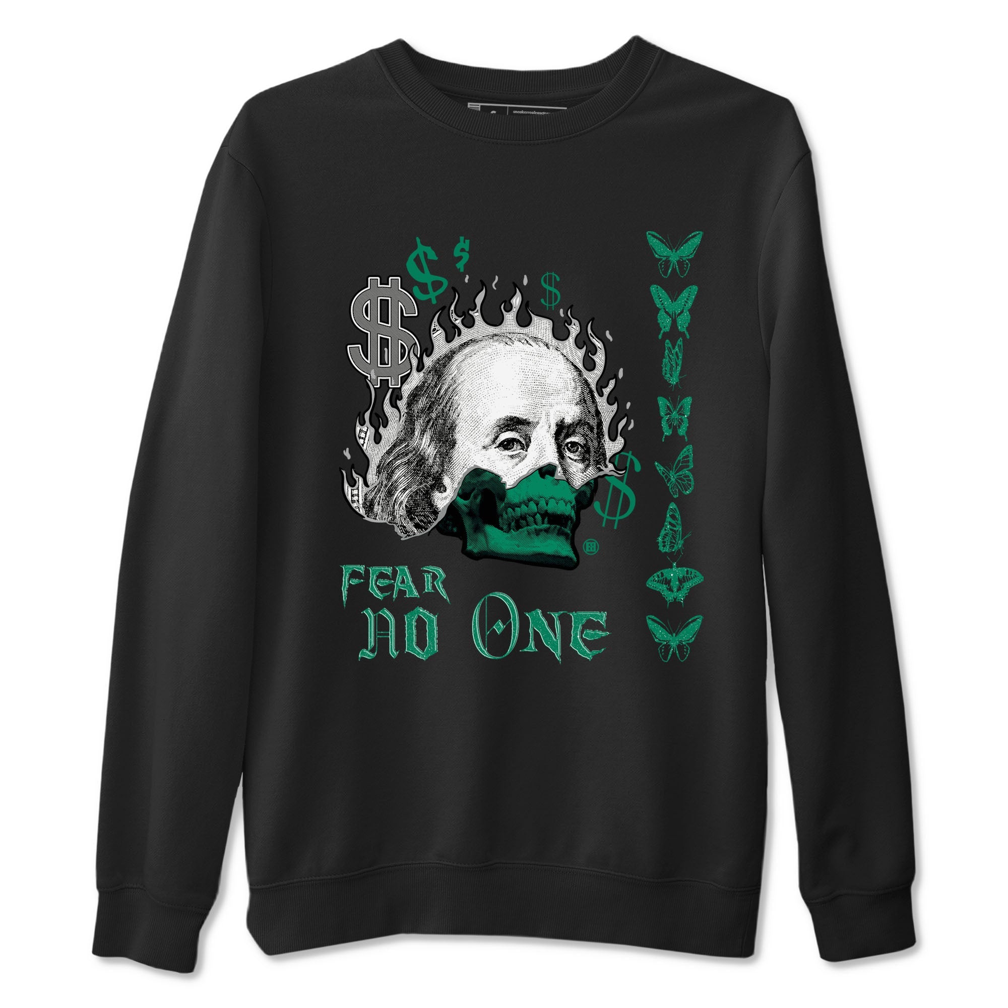 4s Oxidized Green shirts to match jordans Fear No One sneaker match tees Air Jordan 4 Oxidized Green Drip Gear Zone streetwear brand Black 2 unisex cotton tee