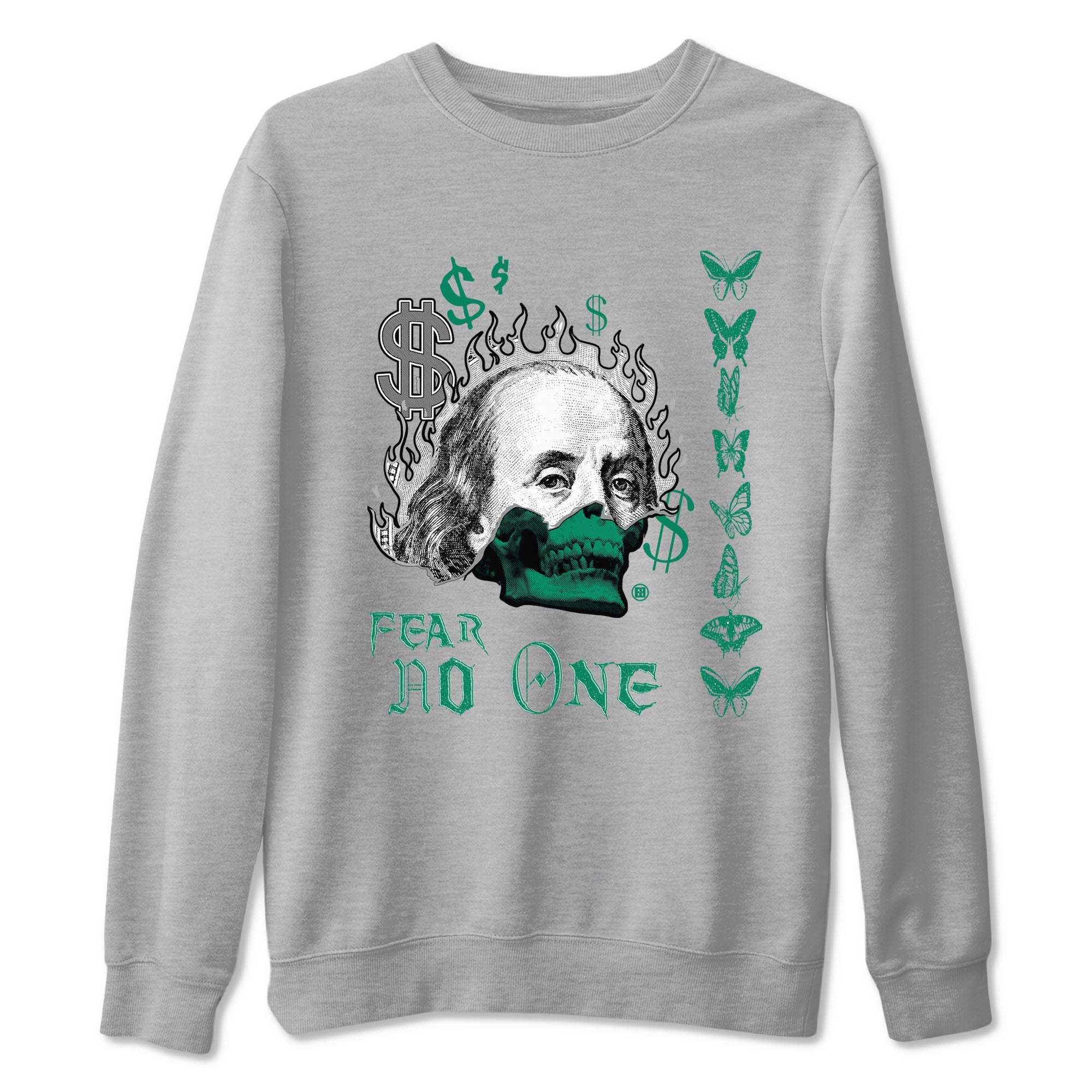 4s Oxidized Green shirts to match jordans Fear No One sneaker match tees Air Jordan 4 Oxidized Green Drip Gear Zone streetwear brand Heather Grey 2 unisex cotton tee