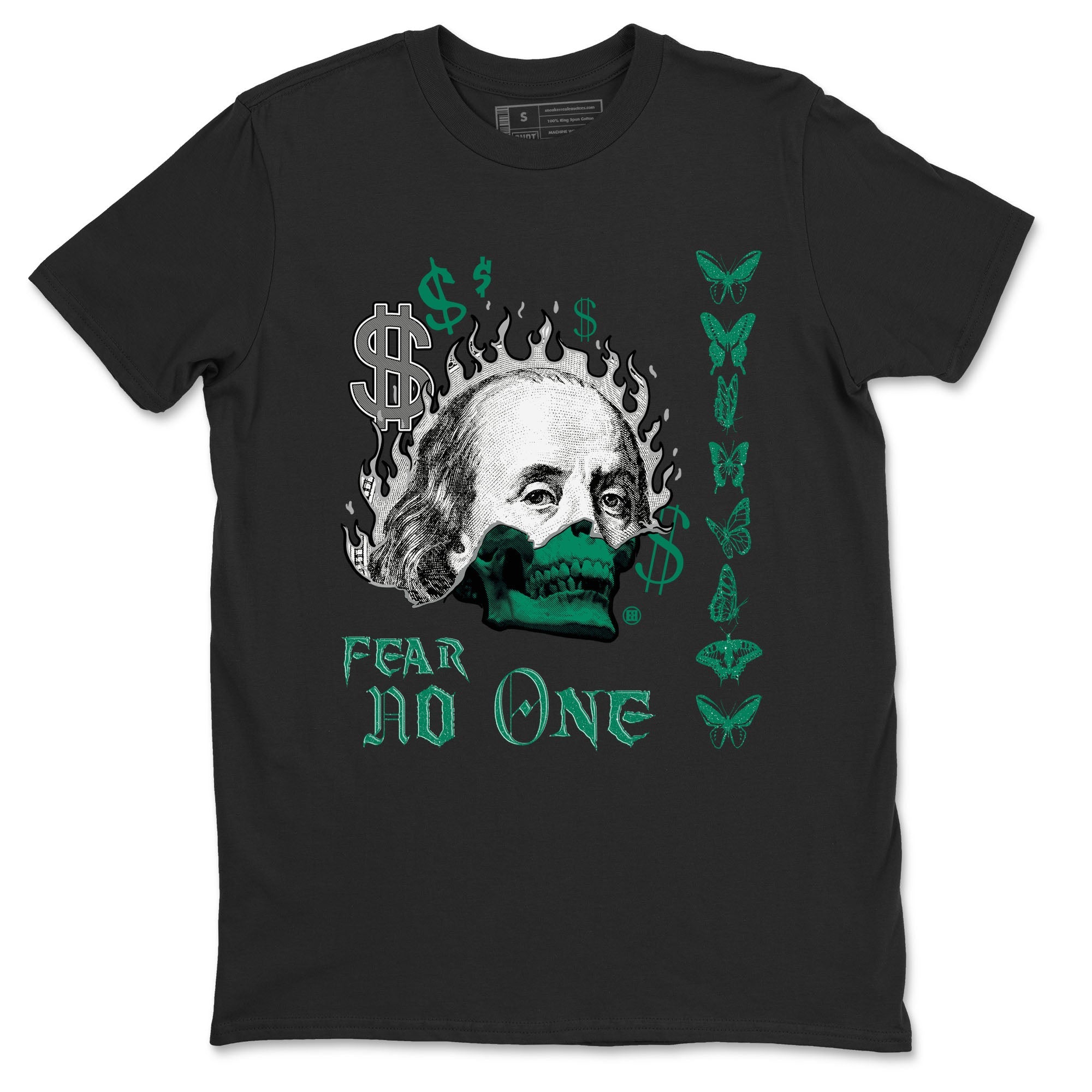 4s Oxidized Green shirts to match jordans Fear No One sneaker match tees Air Jordan 4 Oxidized Green Drip Gear Zone streetwear brand Black 2 unisex cotton tee