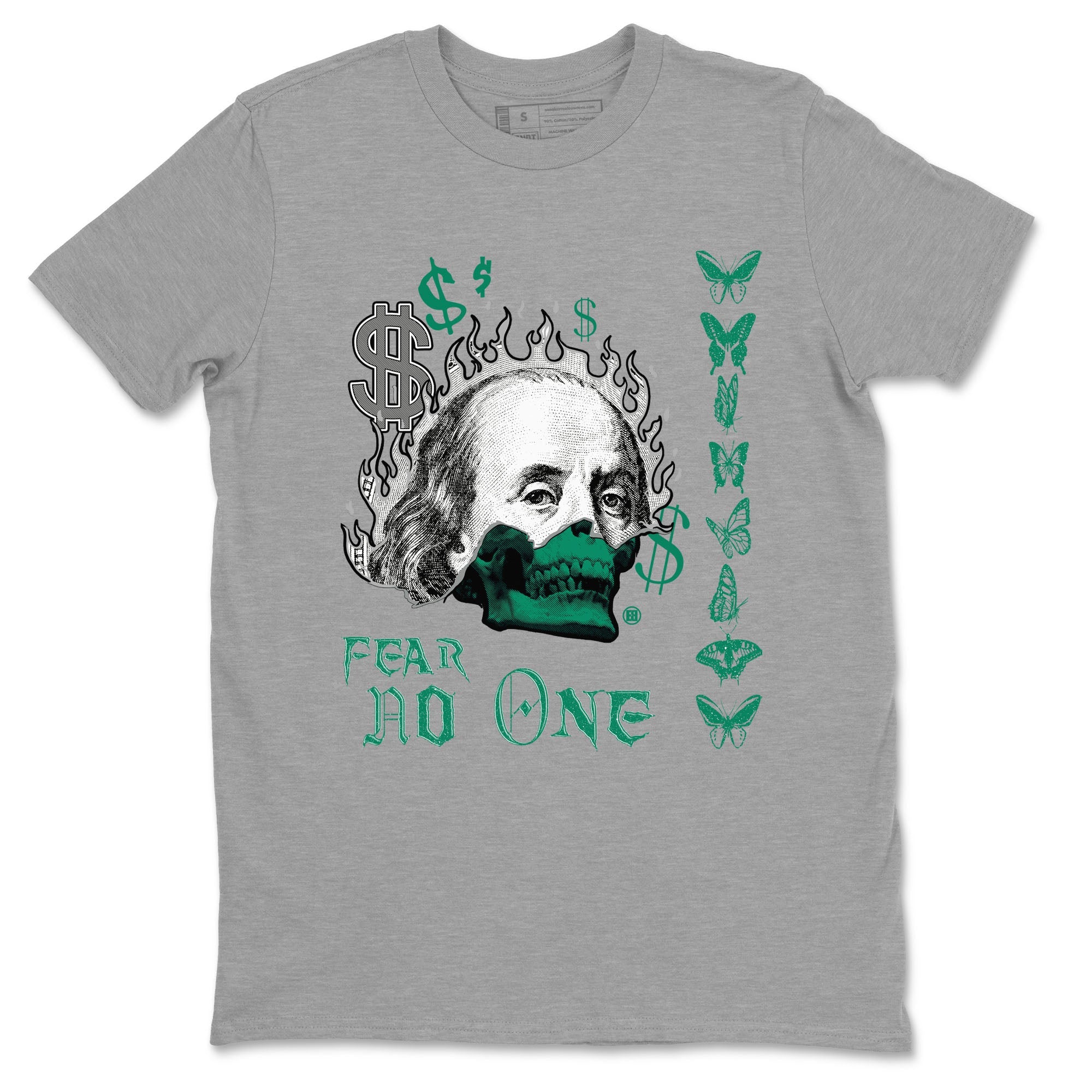 4s Oxidized Green shirts to match jordans Fear No One sneaker match tees Air Jordan 4 Oxidized Green Drip Gear Zone streetwear brand Heather Grey 2 unisex cotton tee
