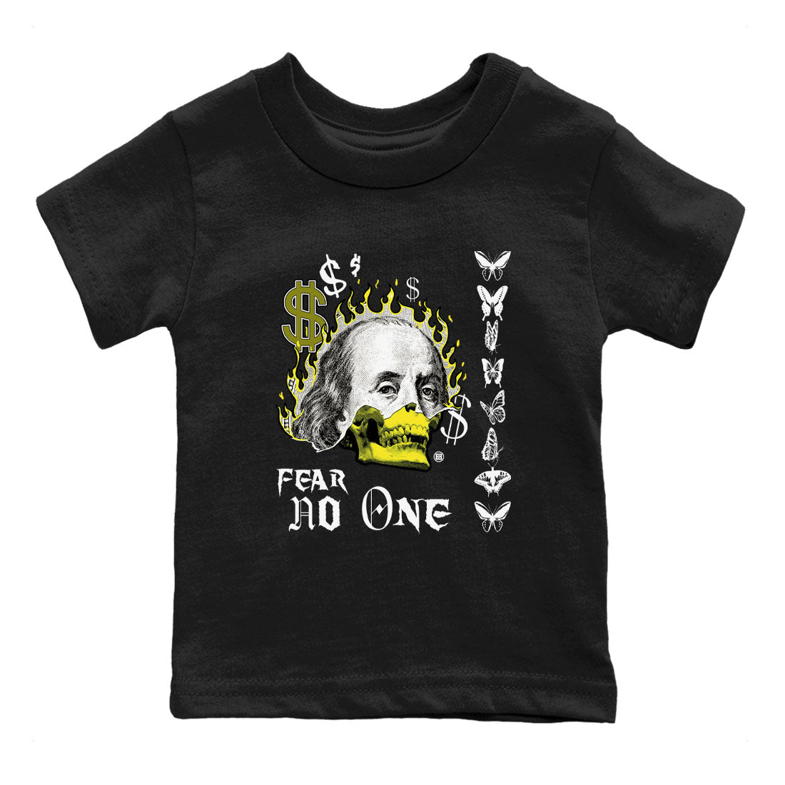 4s Vivid Sulfur shirt to match jordans Fear No One sneaker tees Air Jordan 4 Vivid Sulfur Drip Gear Zone baby toddler Black 2 cotton Shirt