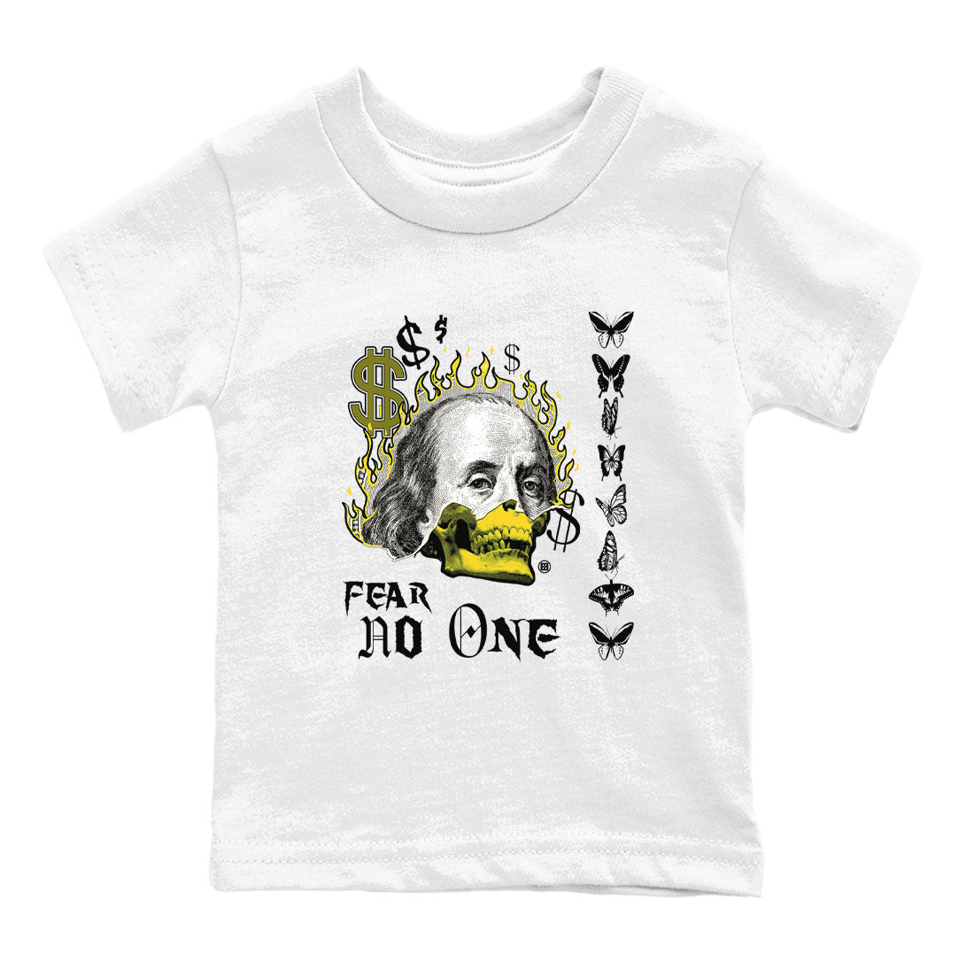 4s Vivid Sulfur shirt to match jordans Fear No One sneaker tees Air Jordan 4 Vivid Sulfur Drip Gear Zone baby toddler White 2 cotton Shirt