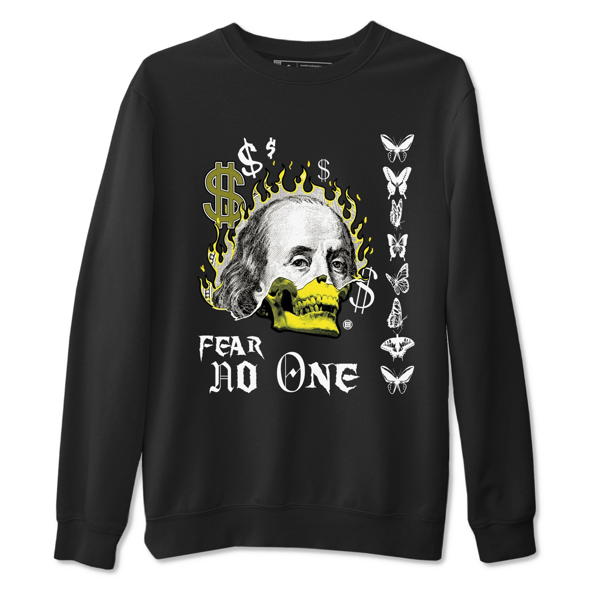 4s Vivid Sulfur shirt to match jordans Fear No One sneaker tees Air Jordan 4 Vivid Sulfur Drip Gear Zone unisex cotton Black 2 crew neck shirt