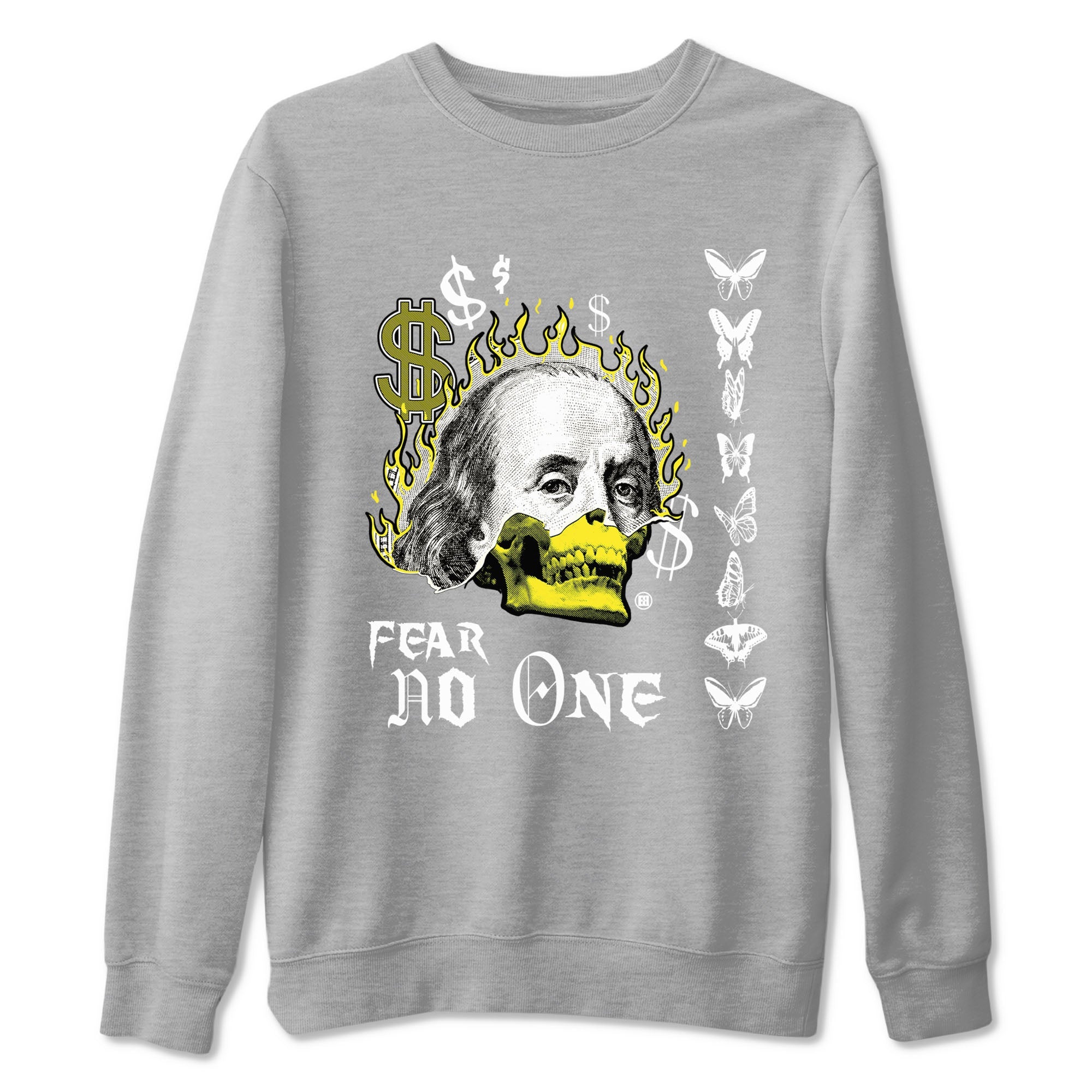 4s Vivid Sulfur shirt to match jordans Fear No One sneaker tees Air Jordan 4 Vivid Sulfur Drip Gear Zone unisex cotton Heather Grey 2 crew neck shirt