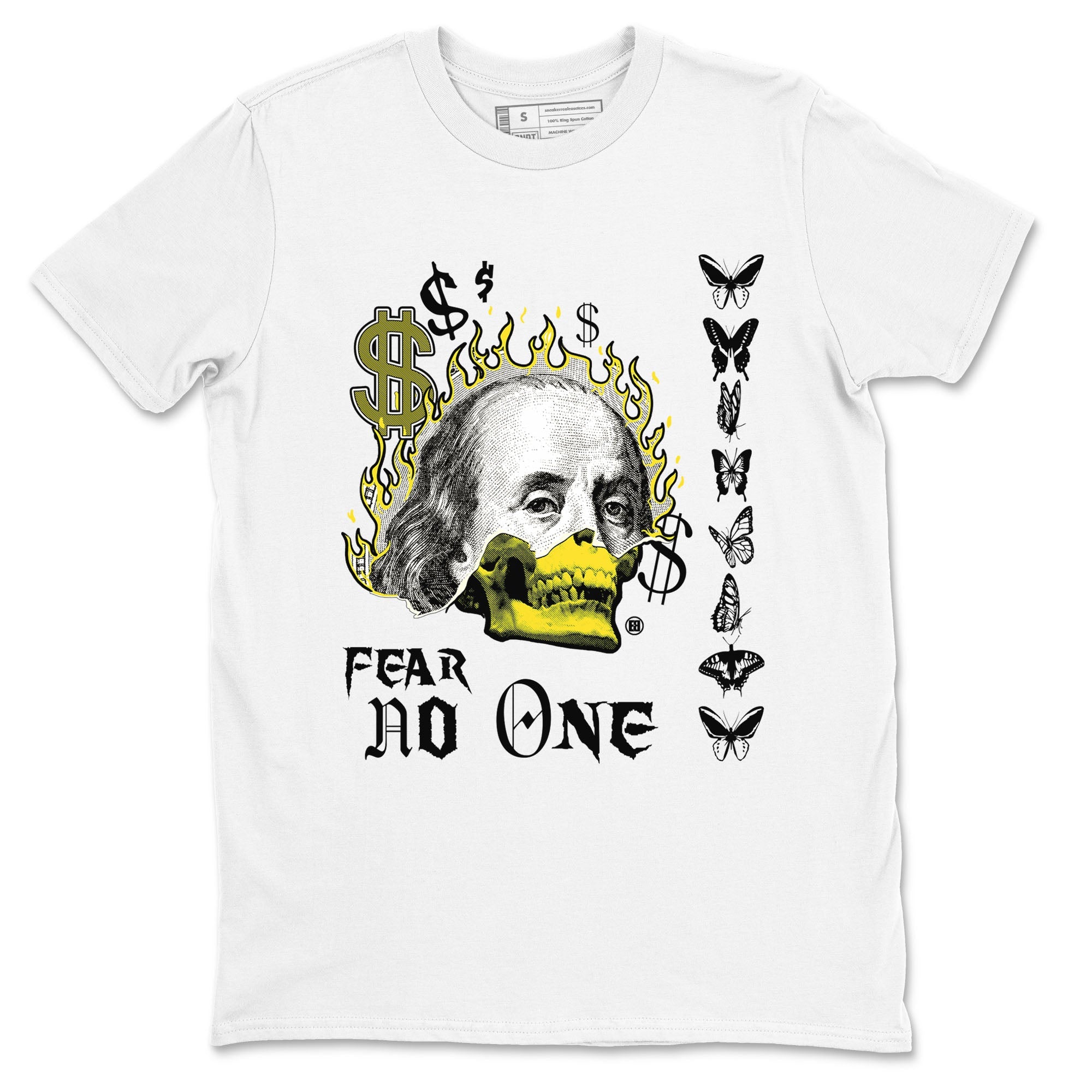 4s Vivid Sulfur shirt to match jordans Fear No One sneaker tees Air Jordan 4 Vivid Sulfur Drip Gear Zone unisex cotton White 2 crew neck shirt