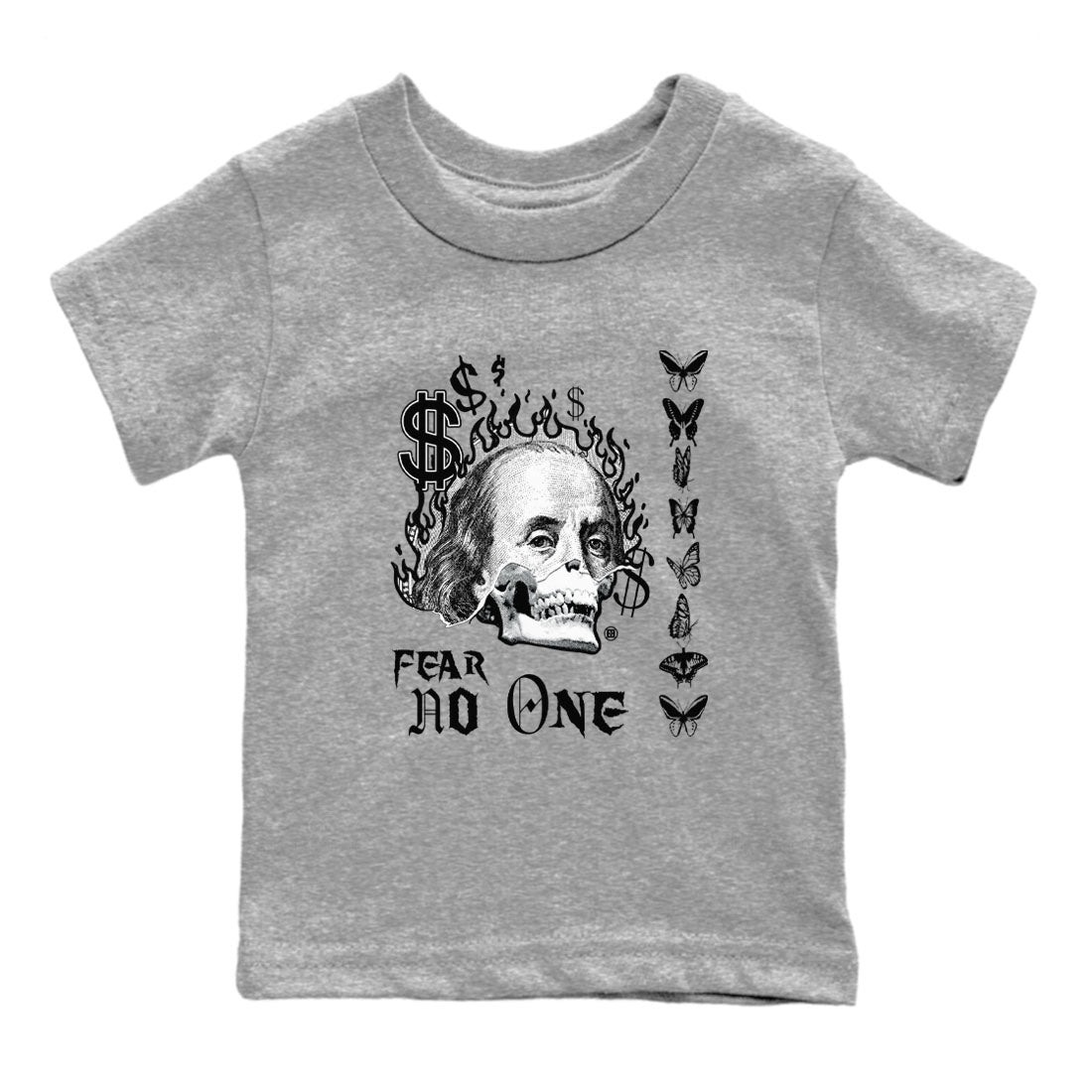 4s White Thunder shirt to match jordans Fear No One sneaker tees Air Jordan 4 Retro White Thunder Drip Gear Zone baby toddler Heather Grey 2 cotton Shirt