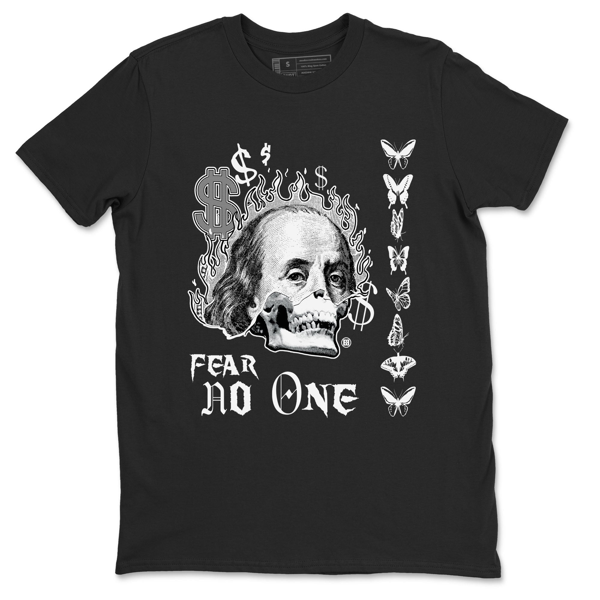 4s White Thunder shirt to match jordans Fear No One sneaker tees Air Jordan 4 Retro White Thunder Drip Gear Zone unisex cotton Black 2 crew neck shirt