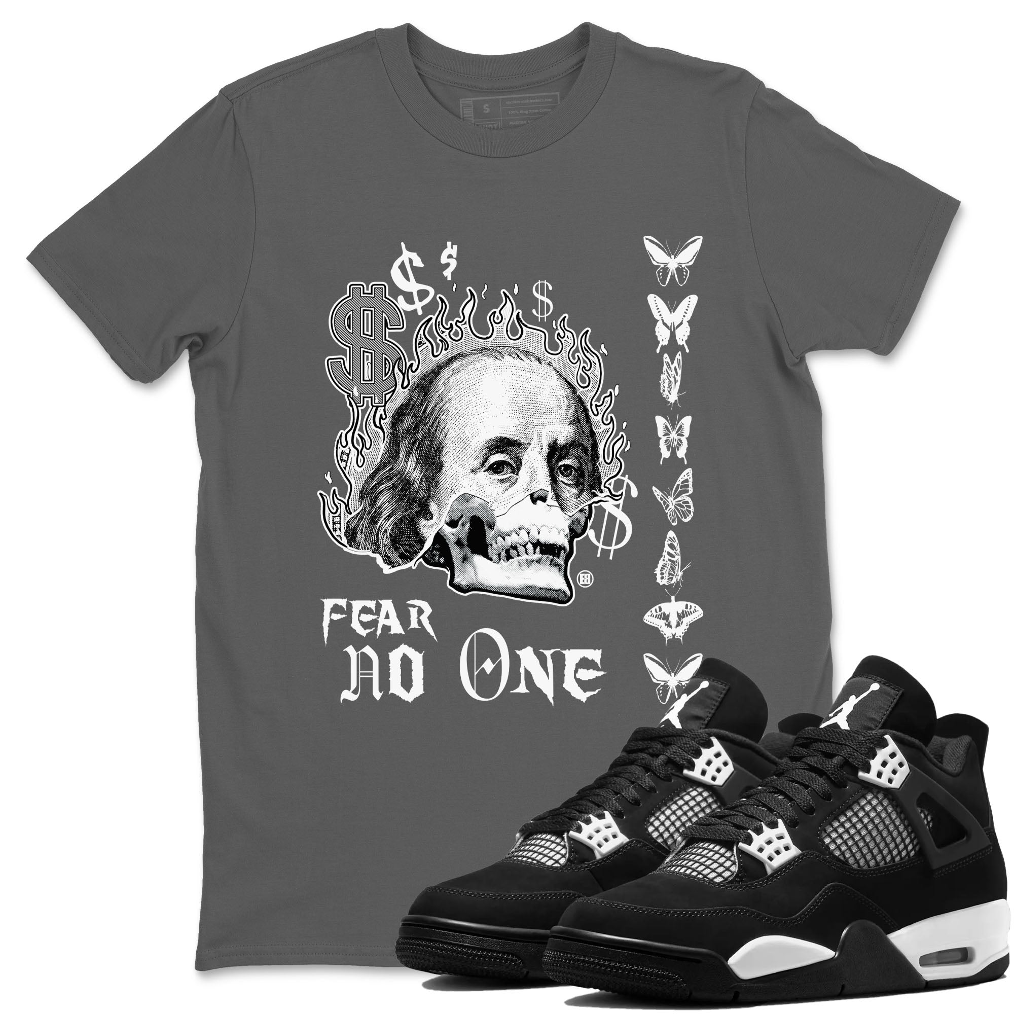 4s White Thunder shirt to match jordans Fear No One sneaker tees Air Jordan 4 Retro White Thunder Drip Gear Zone unisex cotton Cool Grey 1 crew neck shirt