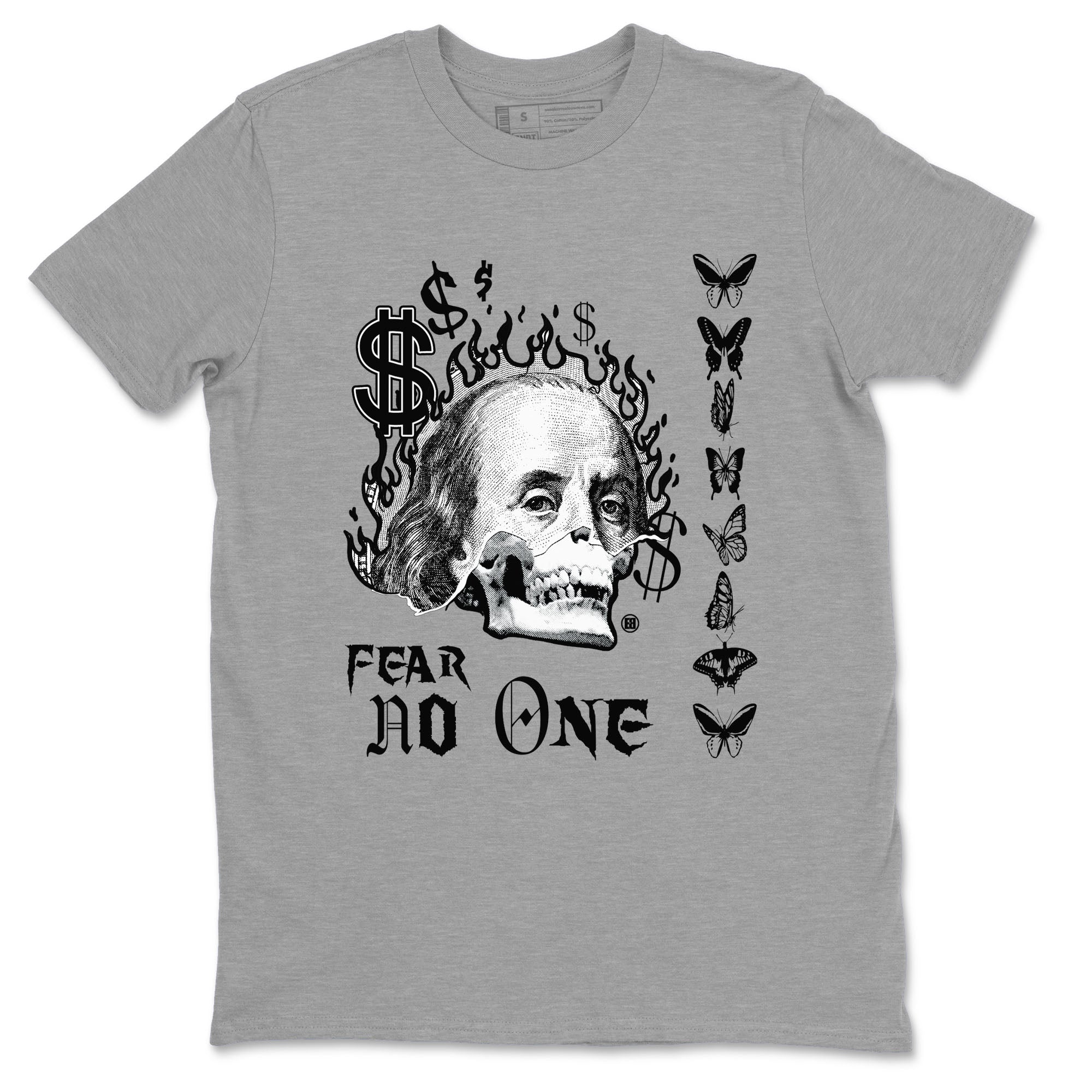 4s White Thunder shirt to match jordans Fear No One sneaker tees Air Jordan 4 Retro White Thunder Drip Gear Zone unisex cotton Heather Grey 2 crew neck shirt
