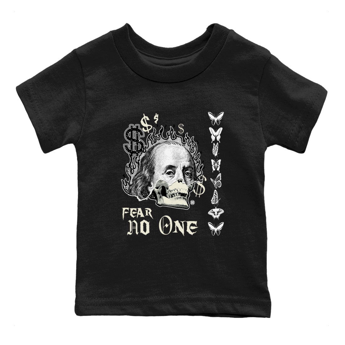 Air Jordan 5 Retro Sail shirt to match jordans Fear No One sneaker tees AJ5 Sail Drip Gear Zone baby toddler Black 2 cotton Shirt