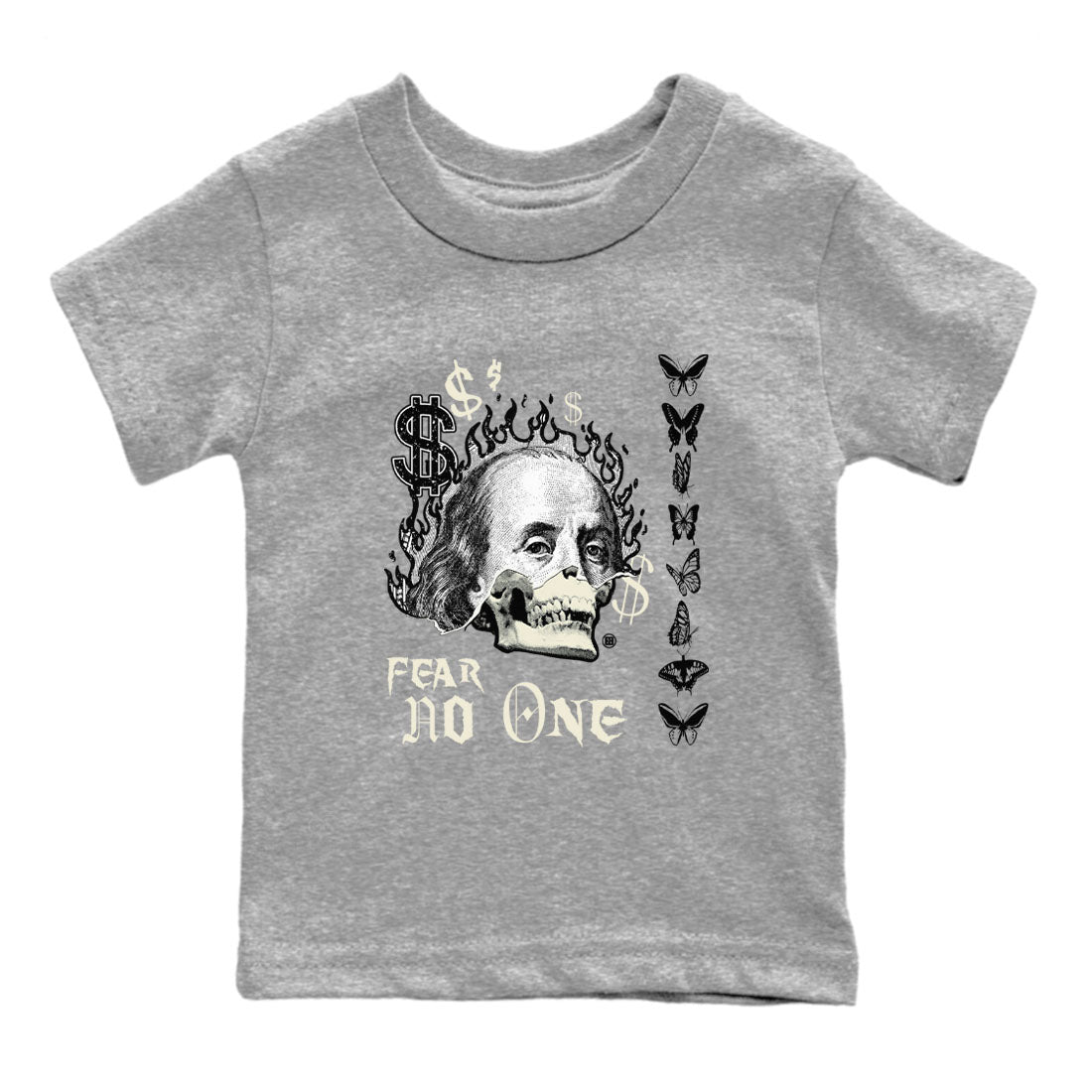 Air Jordan 5 Retro Sail shirt to match jordans Fear No One sneaker tees AJ5 Sail Drip Gear Zone baby toddler Heather Grey 2 cotton Shirt