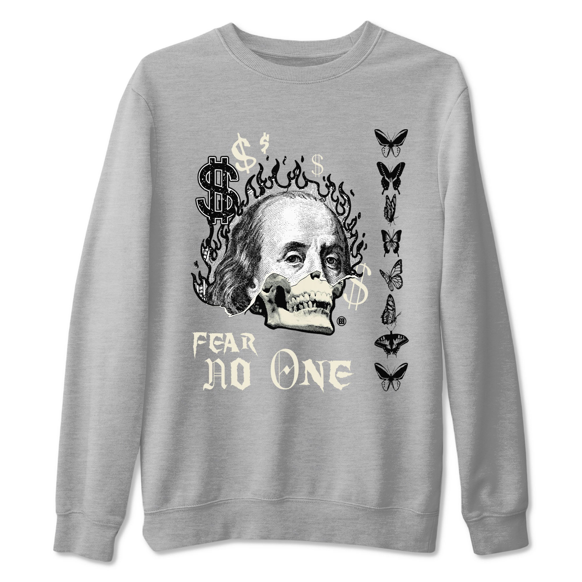 Air Jordan 5 Retro Sail shirt to match jordans Fear No One sneaker tees AJ5 Sail Drip Gear Zone unisex cotton Heather Grey 2 crew neck shirt