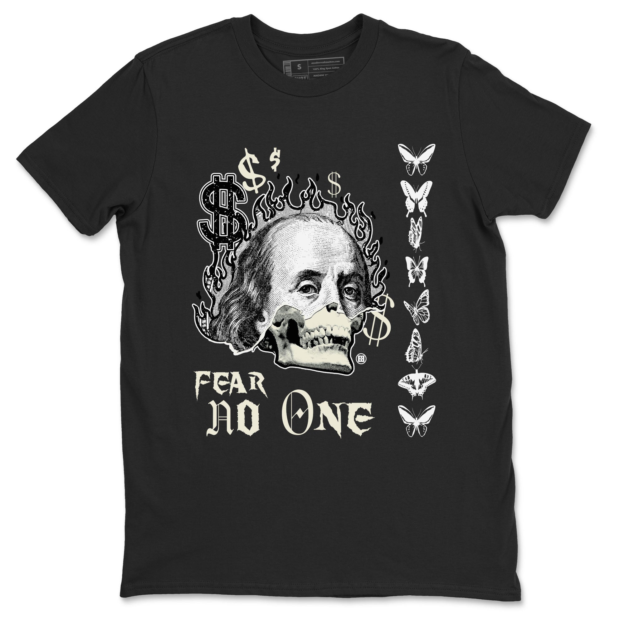 Air Jordan 5 Retro Sail shirt to match jordans Fear No One sneaker tees AJ5 Sail Drip Gear Zone unisex cotton Black 2 crew neck shirt