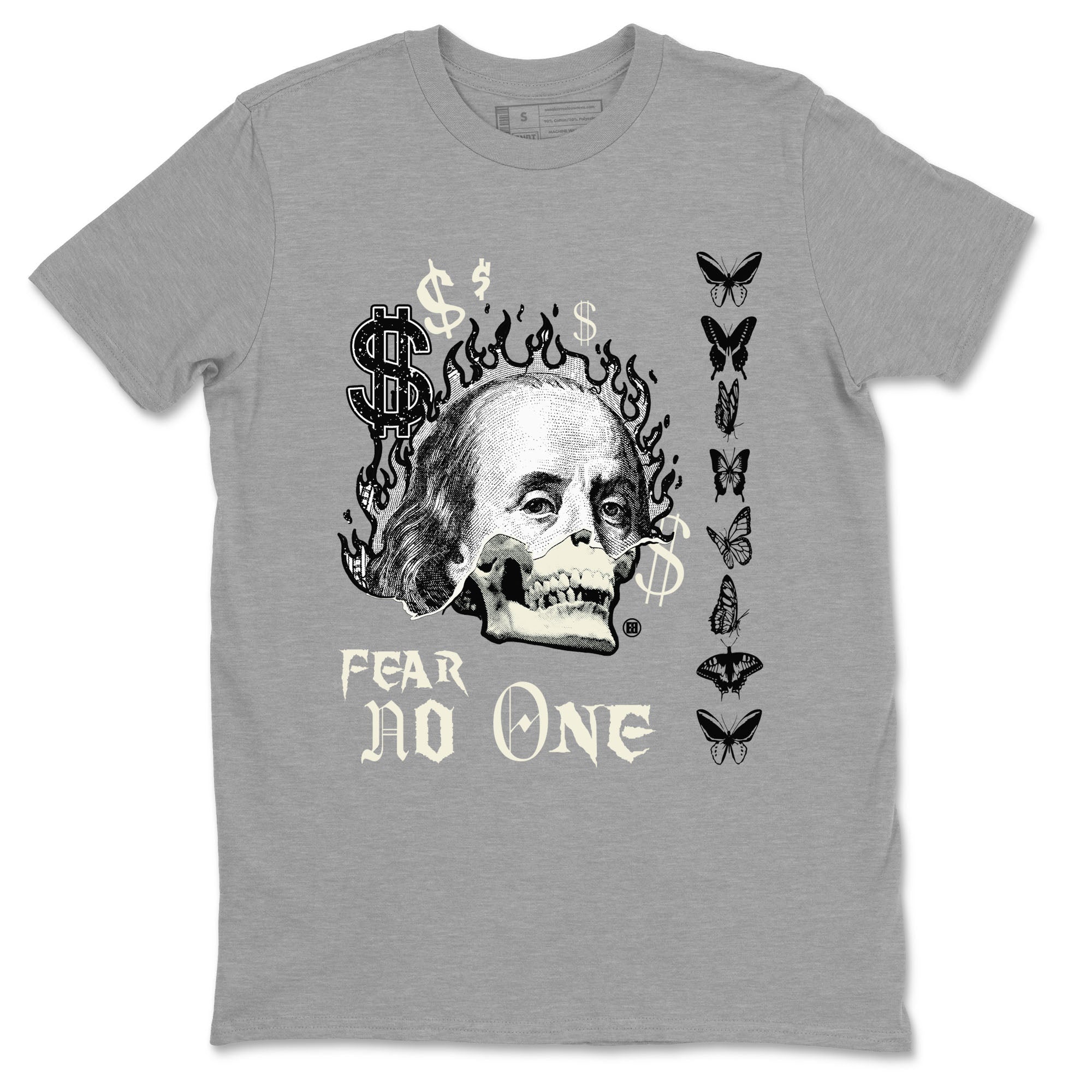 Air Jordan 5 Retro Sail shirt to match jordans Fear No One sneaker tees AJ5 Sail Drip Gear Zone unisex cotton Heather Grey 2 crew neck shirt