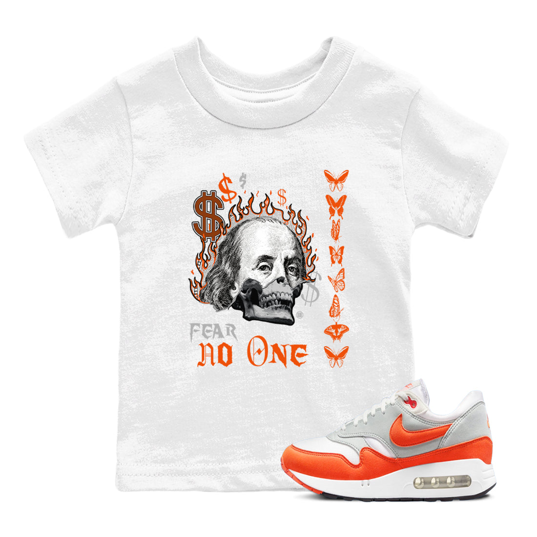 Air Max 1 OG '86 'Summit White and Cosmic Clay shirts to match jordans Fear No One sneaker match tees Air Max 1 Cosmic Clay match shoes to clothes Drip Gear Zone Youth Baby White 1 tee