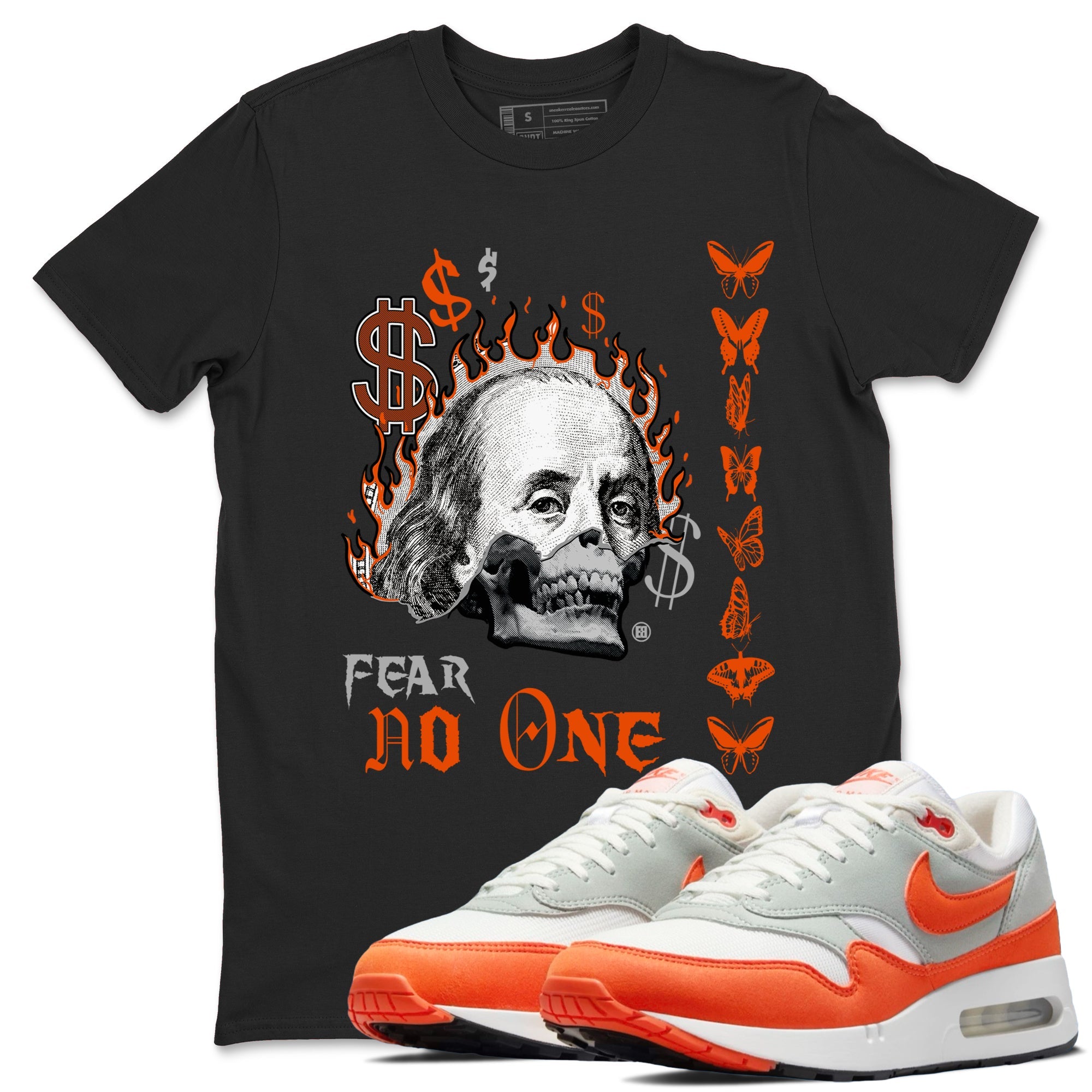 Air Max 1 OG '86 'Summit White and Cosmic Clay shirts to match jordans Fear No One sneaker match tees Air Max 1 Cosmic Clay match shoes to clothes Drip Gear Zone unisex cotton Black 1 shirts