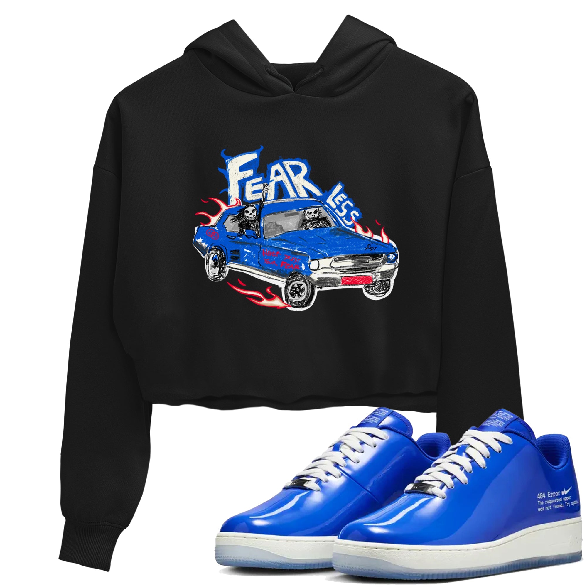 Air Force 1 404 Error shirt to match jordans Fearless Car sneaker tees Air Force 1 404 Error Drip Gear Zone Black 1 crop length shirt