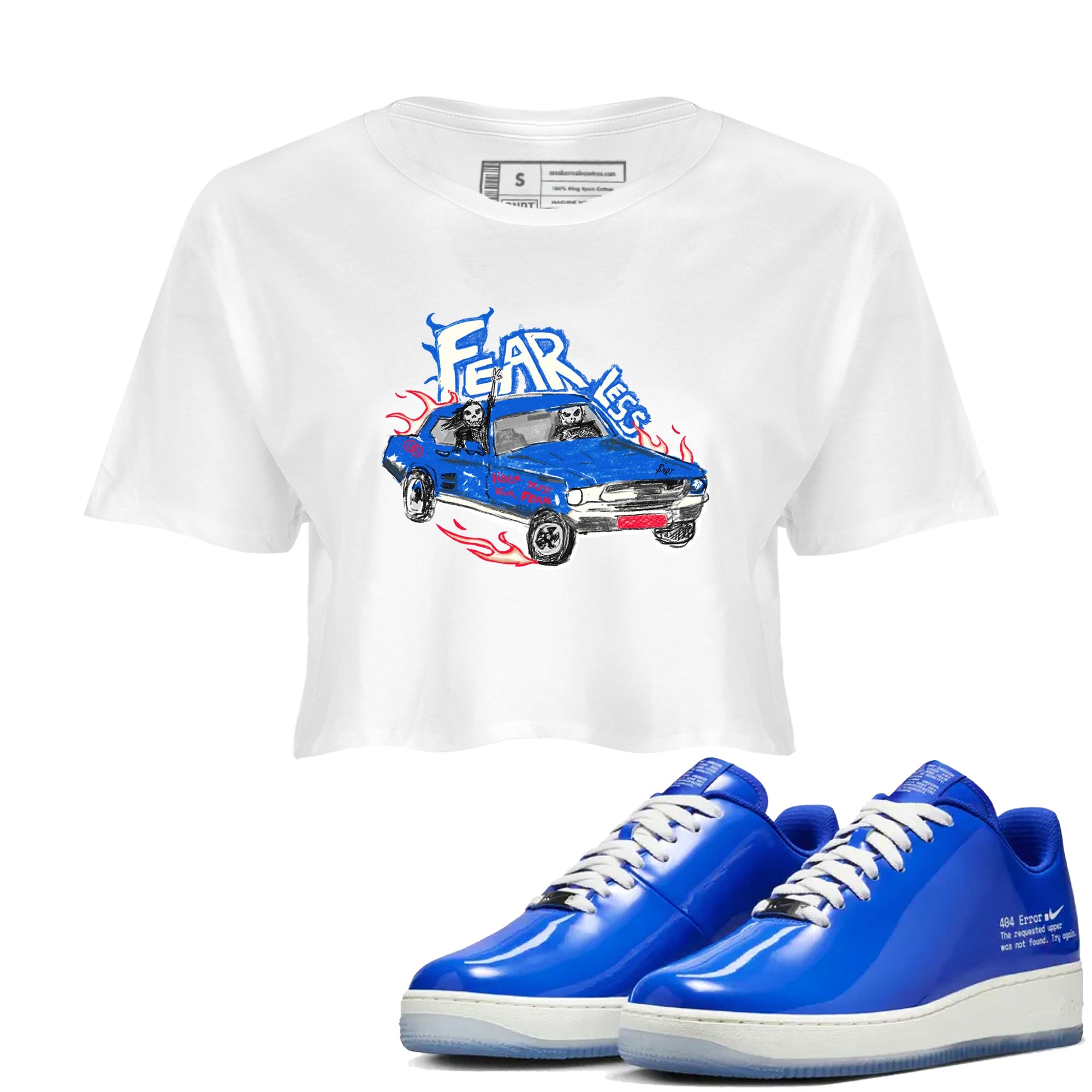 Air Force 1 404 Error shirt to match jordans Fearless Car sneaker tees Air Force 1 404 Error Drip Gear Zone White 1 crop length shirt