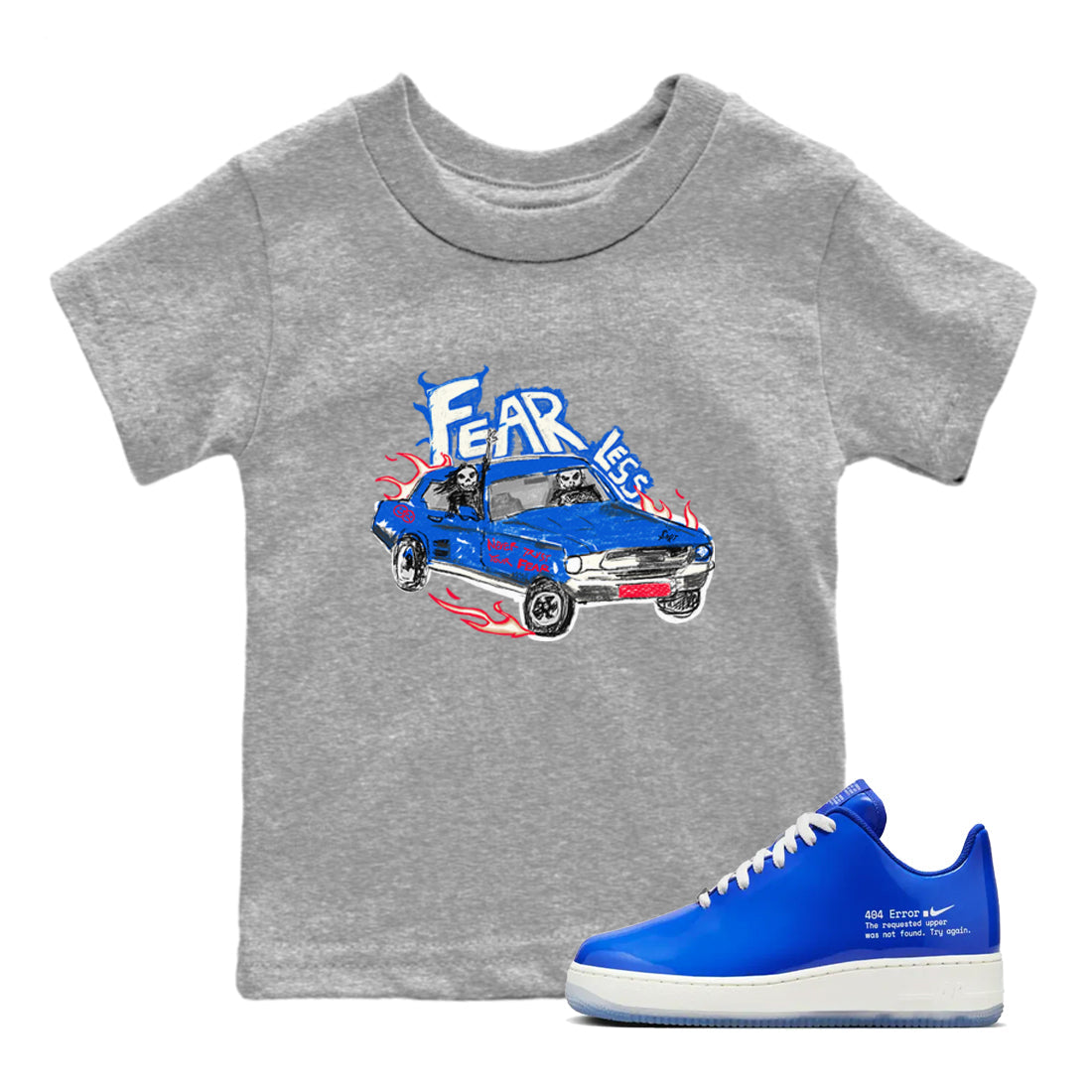 Air Force 1 404 Error shirt to match jordans Fearless Car sneaker tees Air Force 1 404 Error Drip Gear Zone baby toddler Heather Grey 1 cotton Shirt
