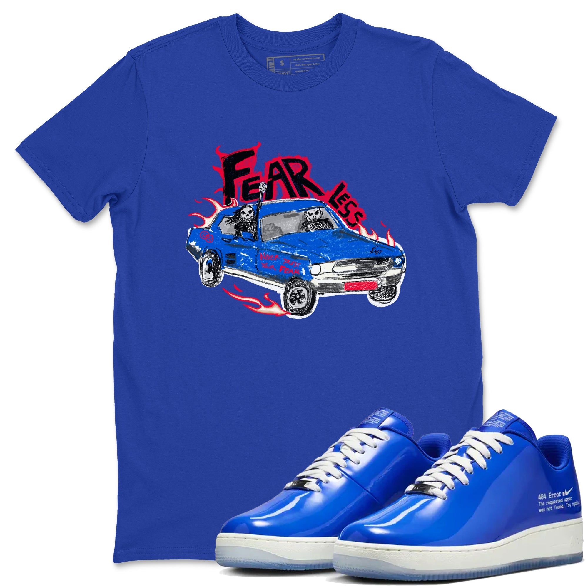 Air Force 1 404 Error shirt to match jordans Fearless Car sneaker tees Air Force 1 404 Error Drip Gear Zone unisex cotton Royal Blue 1 crew neck shirt