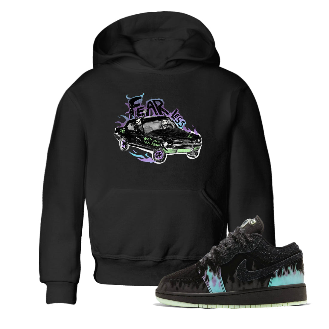 1s Fortune Fly shirts to match jordans Fearless Car sneaker match tees Air Jordan 1 Fortune Fly match shoes to clothes Drip Gear Zone Youth Baby Black 1 tee