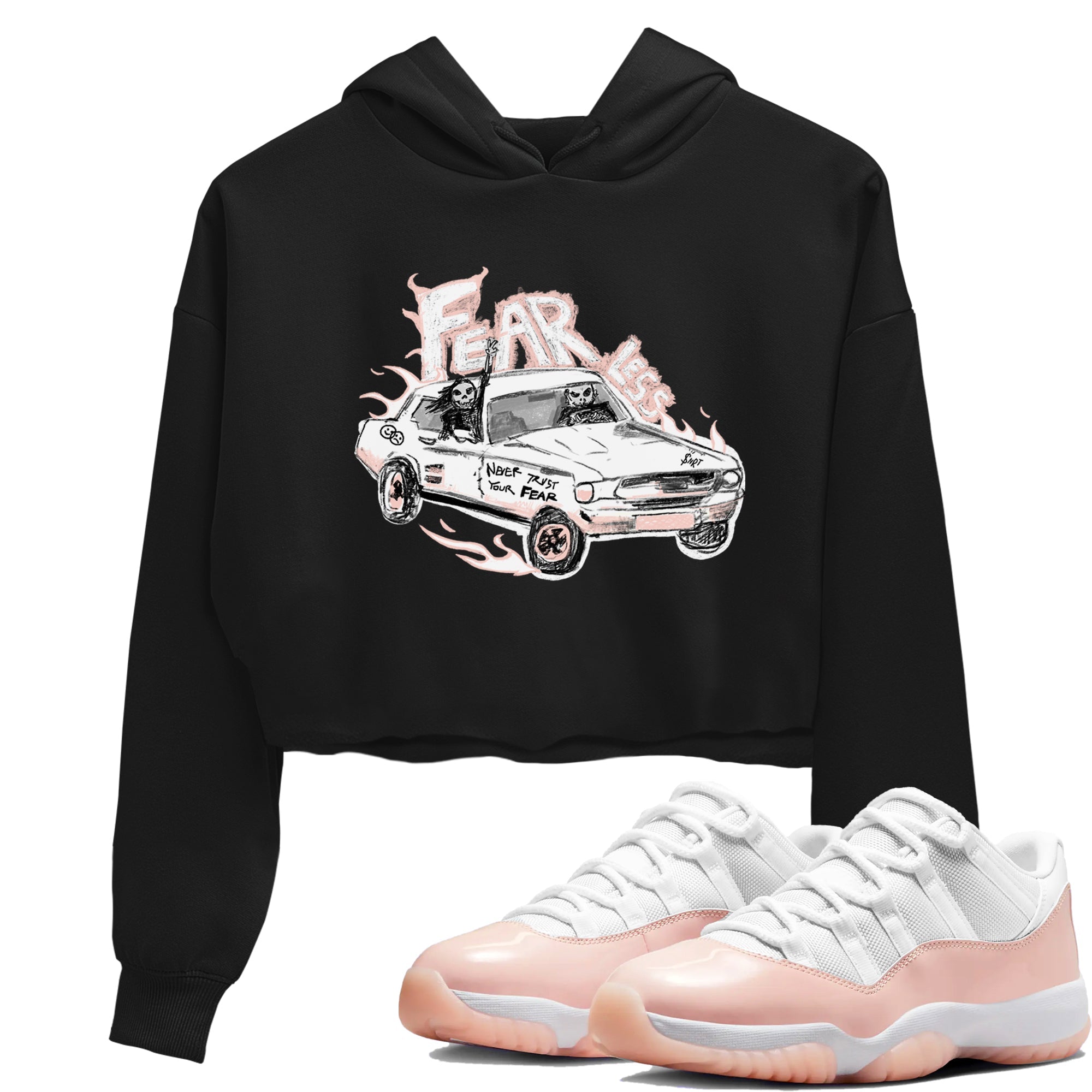 AJ11 Legend Pink shirts to match jordans Fearless Car sneaker match tees Air Jordan 11 Legend Pink Drip Gear Zone streetwear brand Black 1 crop tee