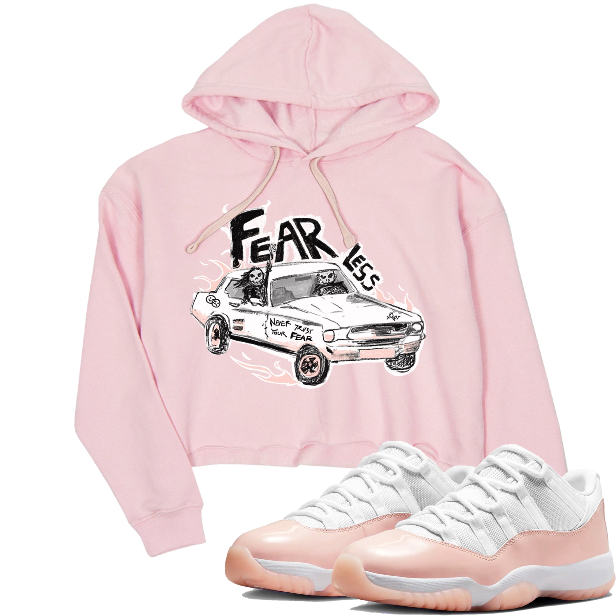 AJ11 Legend Pink shirts to match jordans Fearless Car sneaker match tees Air Jordan 11 Legend Pink Drip Gear Zone streetwear brand Pink 1 crop tee