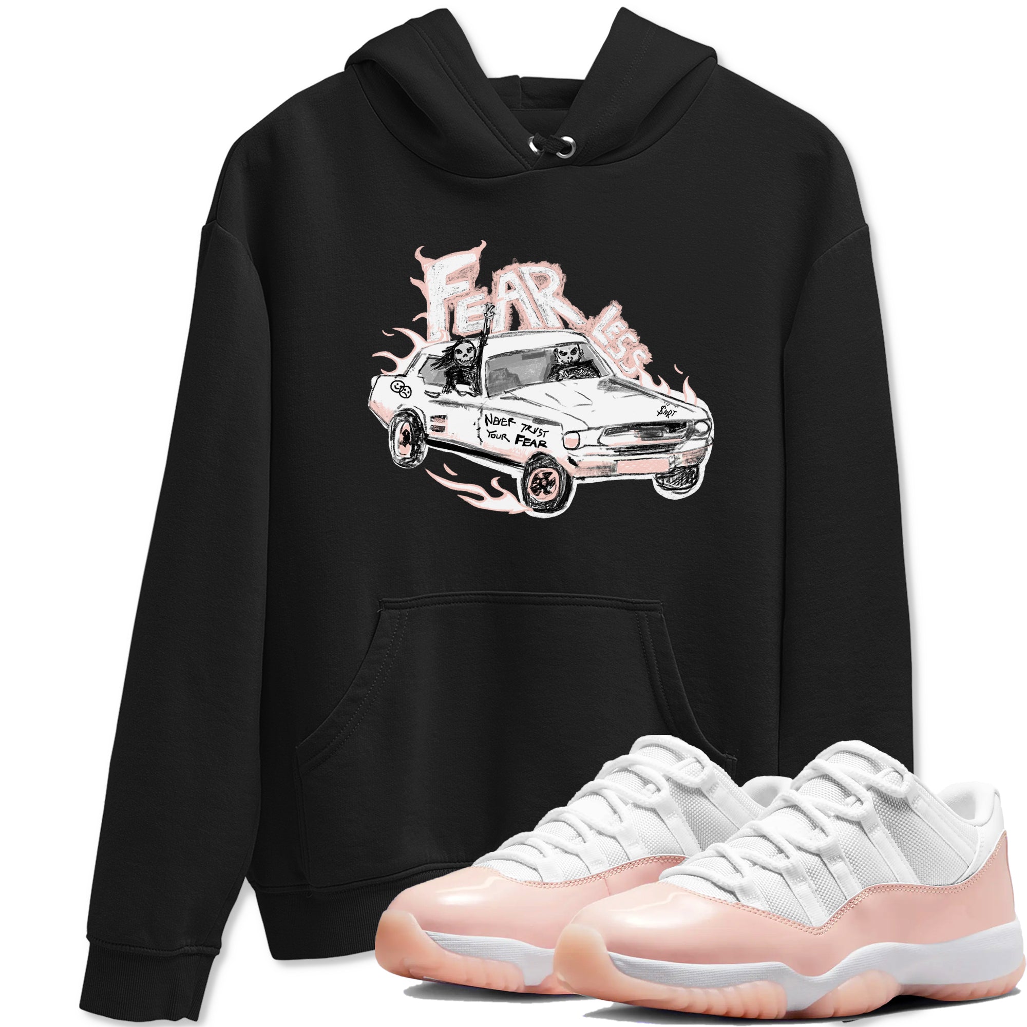 AJ11 Legend Pink shirts to match jordans Fearless Car sneaker match tees Air Jordan 11 Legend Pink Drip Gear Zone streetwear brand Black 1 unisex cotton tee