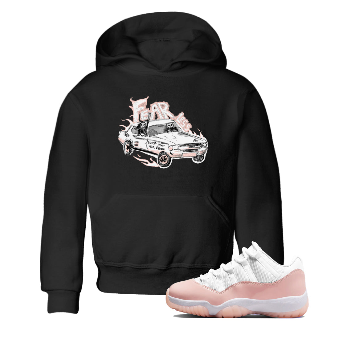 AJ11 Legend Pink shirts to match jordans Fearless Car sneaker match tees Air Jordan 11 Legend Pink Drip Gear Zone streetwear brand Baby and Youth Black 1 cotton tee