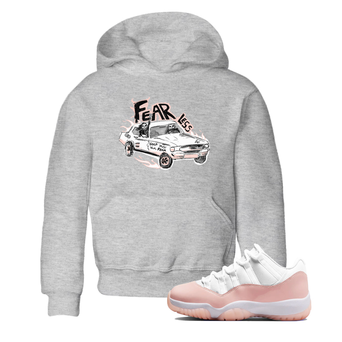 AJ11 Legend Pink shirts to match jordans Fearless Car sneaker match tees Air Jordan 11 Legend Pink Drip Gear Zone streetwear brand Baby and Youth Heather Grey 1 cotton tee