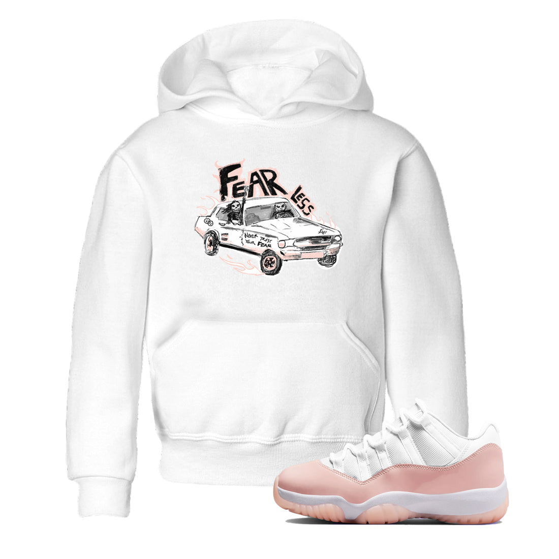 AJ11 Legend Pink shirts to match jordans Fearless Car sneaker match tees Air Jordan 11 Legend Pink Drip Gear Zone streetwear brand Baby and Youth White 1 cotton tee