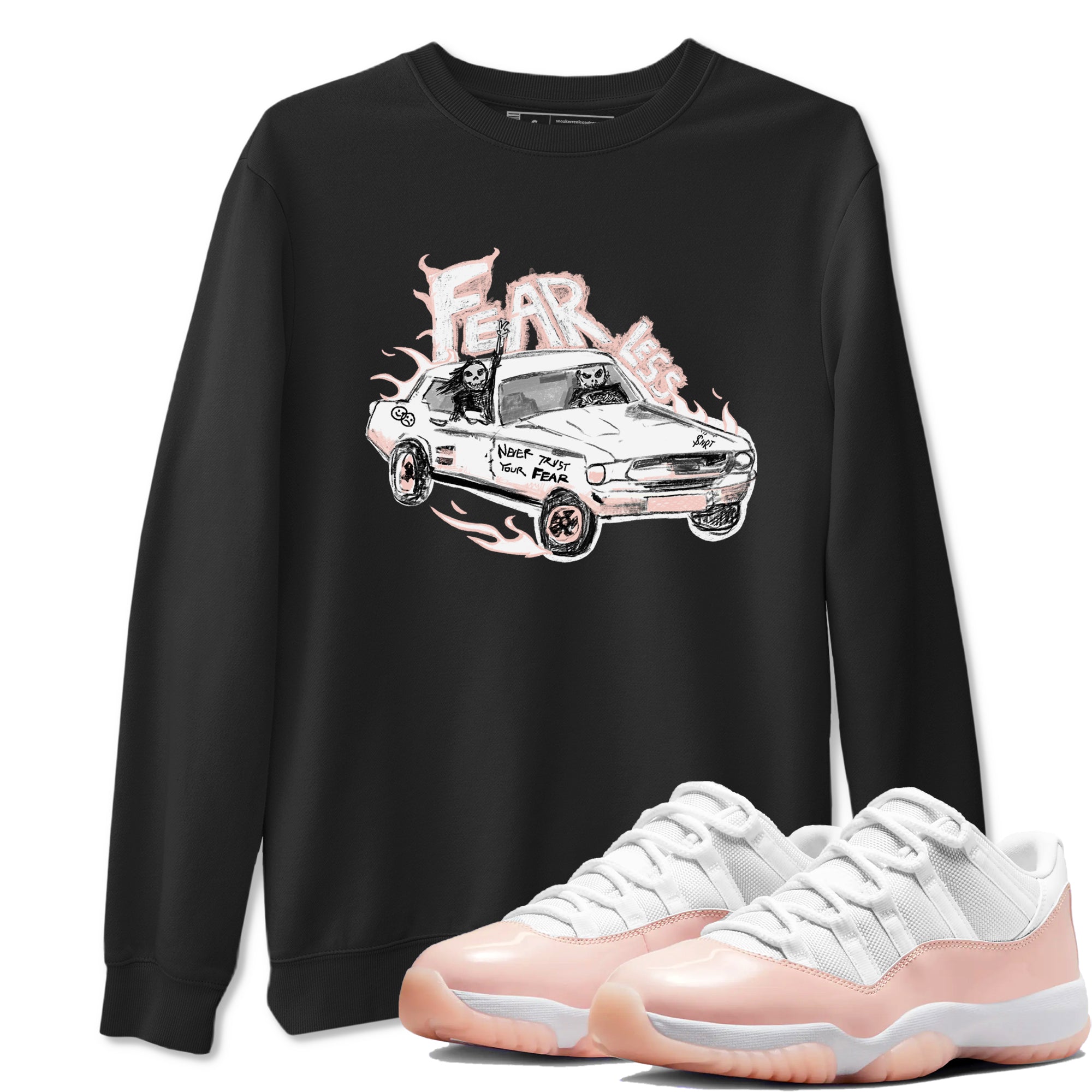 AJ11 Legend Pink shirts to match jordans Fearless Car sneaker match tees Air Jordan 11 Legend Pink Drip Gear Zone streetwear brand Black 1 unisex cotton tee