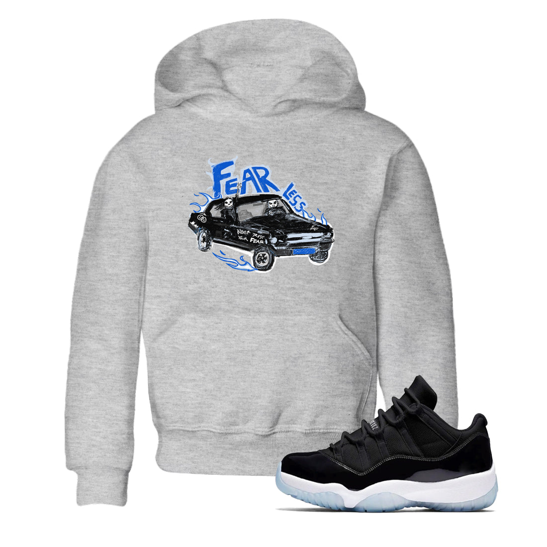 11s Low Space shirt to match jordans Fearless Car sneaker tees Air Jordan 11 Low Space Drip Gear Zone baby toddler Heather Grey 1 cotton Shirt
