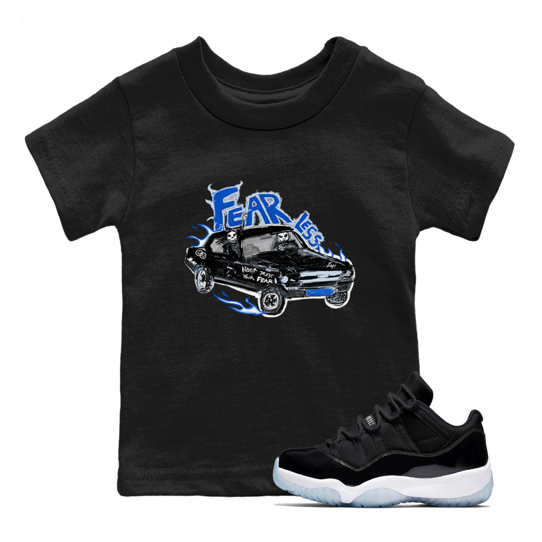 11s Low Space shirt to match jordans Fearless Car sneaker tees Air Jordan 11 Low Space Drip Gear Zone baby toddler Black 1 cotton Shirt