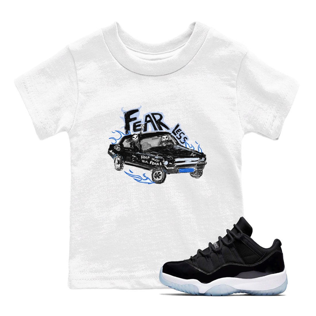 11s Low Space shirt to match jordans Fearless Car sneaker tees Air Jordan 11 Low Space Drip Gear Zone baby toddler White 1 cotton Shirt