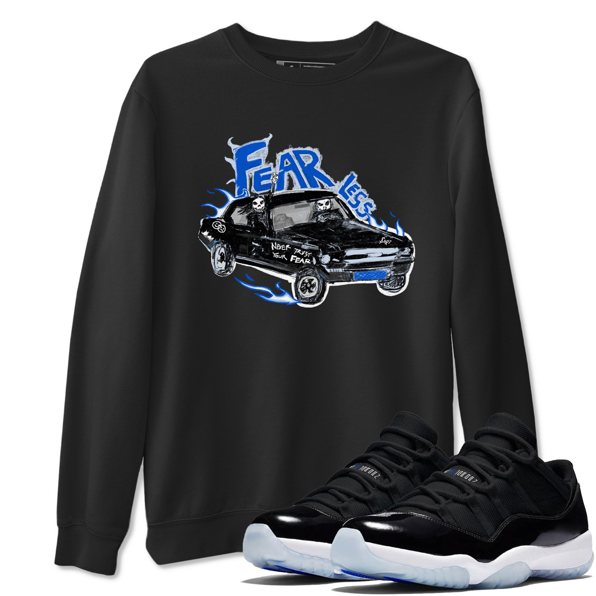 11s Low Space shirt to match jordans Fearless Car sneaker tees Air Jordan 11 Low Space Drip Gear Zone unisex cotton Black 1 crew neck shirt