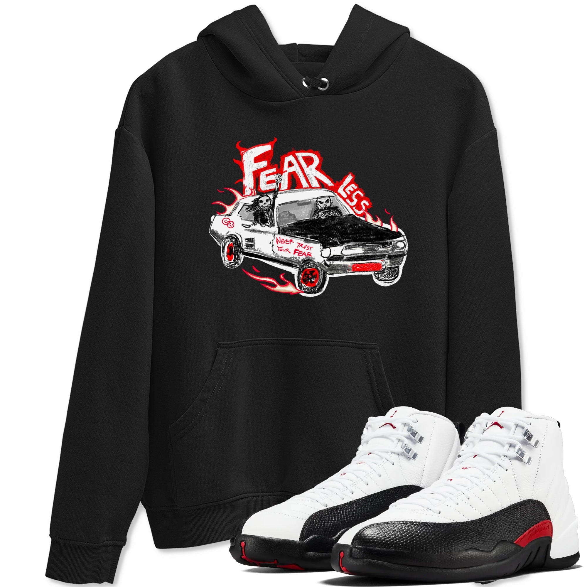 Air Jordan 12 Red Taxi shirts to match jordans Fearless Car sneaker match tees 12s Red Taxi Drip Gear Zone unisex cotton Black 1 crew neck shirt