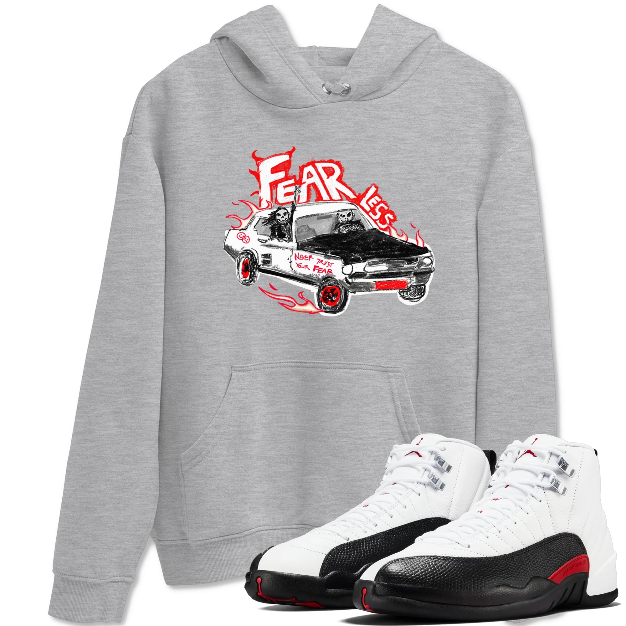 Air Jordan 12 Red Taxi shirts to match jordans Fearless Car sneaker match tees 12s Red Taxi Drip Gear Zone unisex cotton Heather Grey 1 crew neck shirt