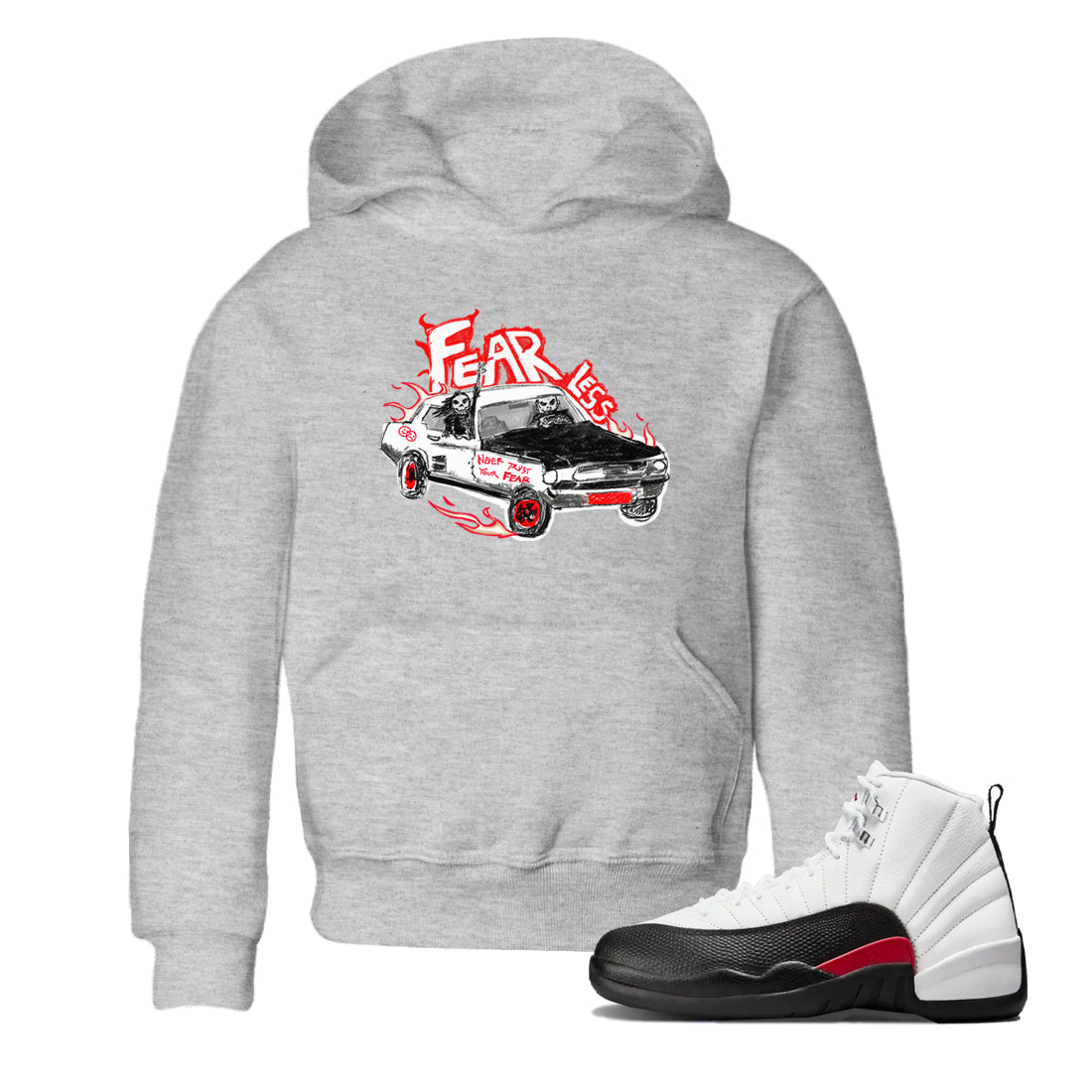 Air Jordan 12 Red Taxi shirts to match jordans Fearless Car sneaker match tees 12s Red Taxi Drip Gear Zone baby toddler Heather Grey 1 cotton Shirt