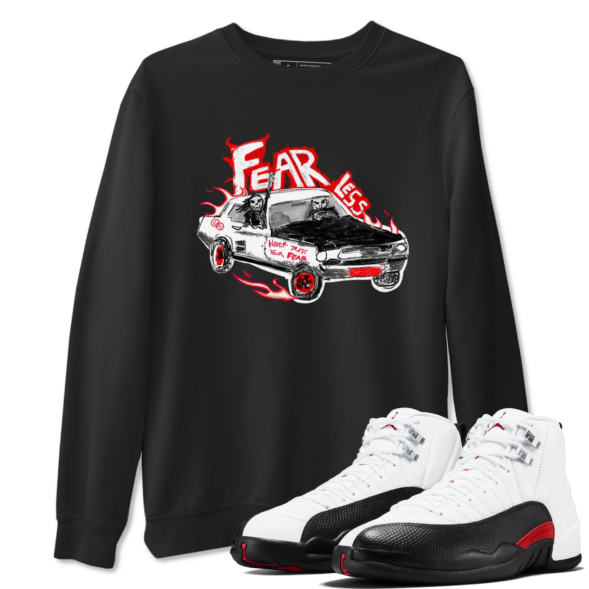 Air Jordan 12 Red Taxi shirts to match jordans Fearless Car sneaker match tees 12s Red Taxi Drip Gear Zone unisex cotton Black 1 crew neck shirt